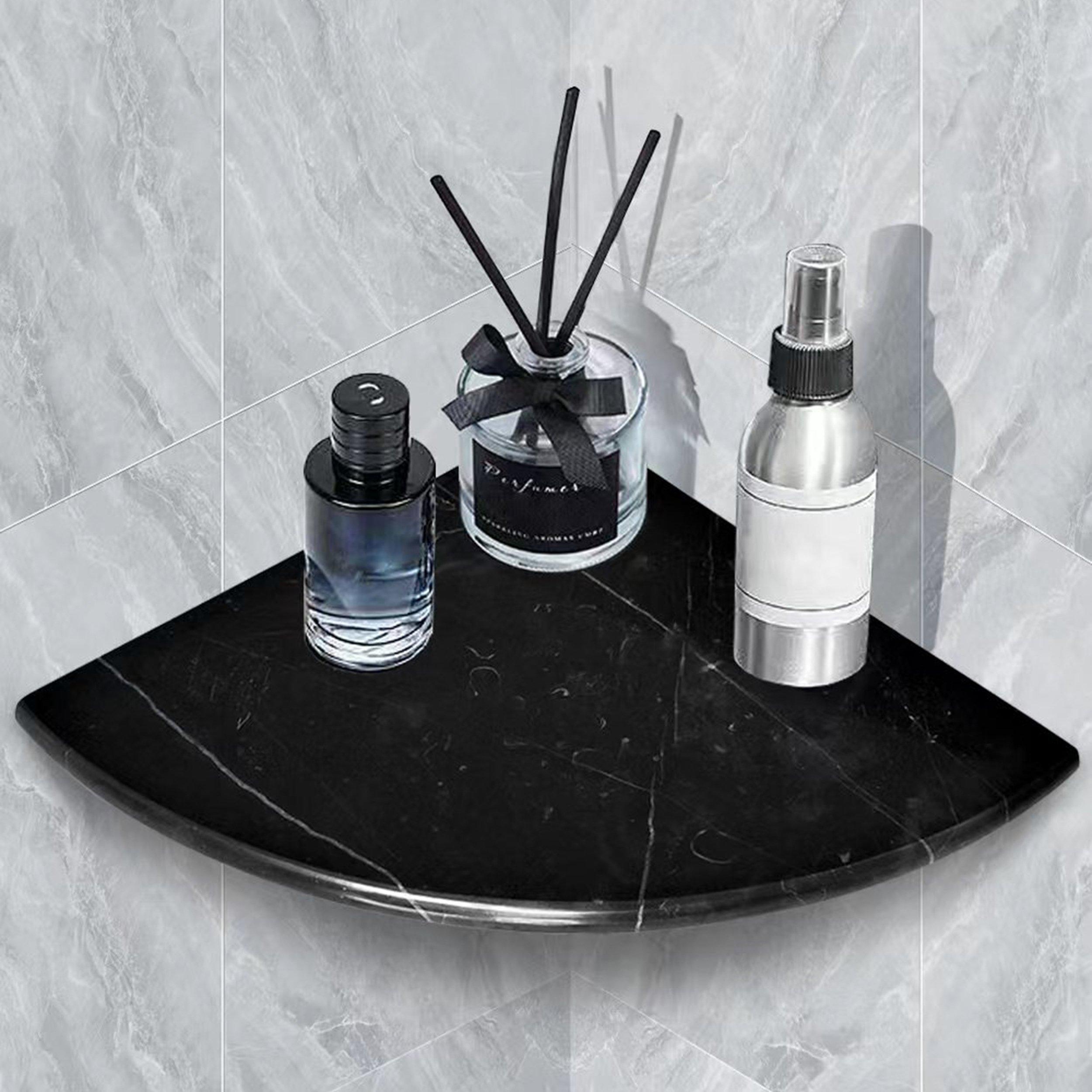 8 Matte Black Ceramic Corner Shelf Elegant Shower Shelf with a Drain -  Marble Barn