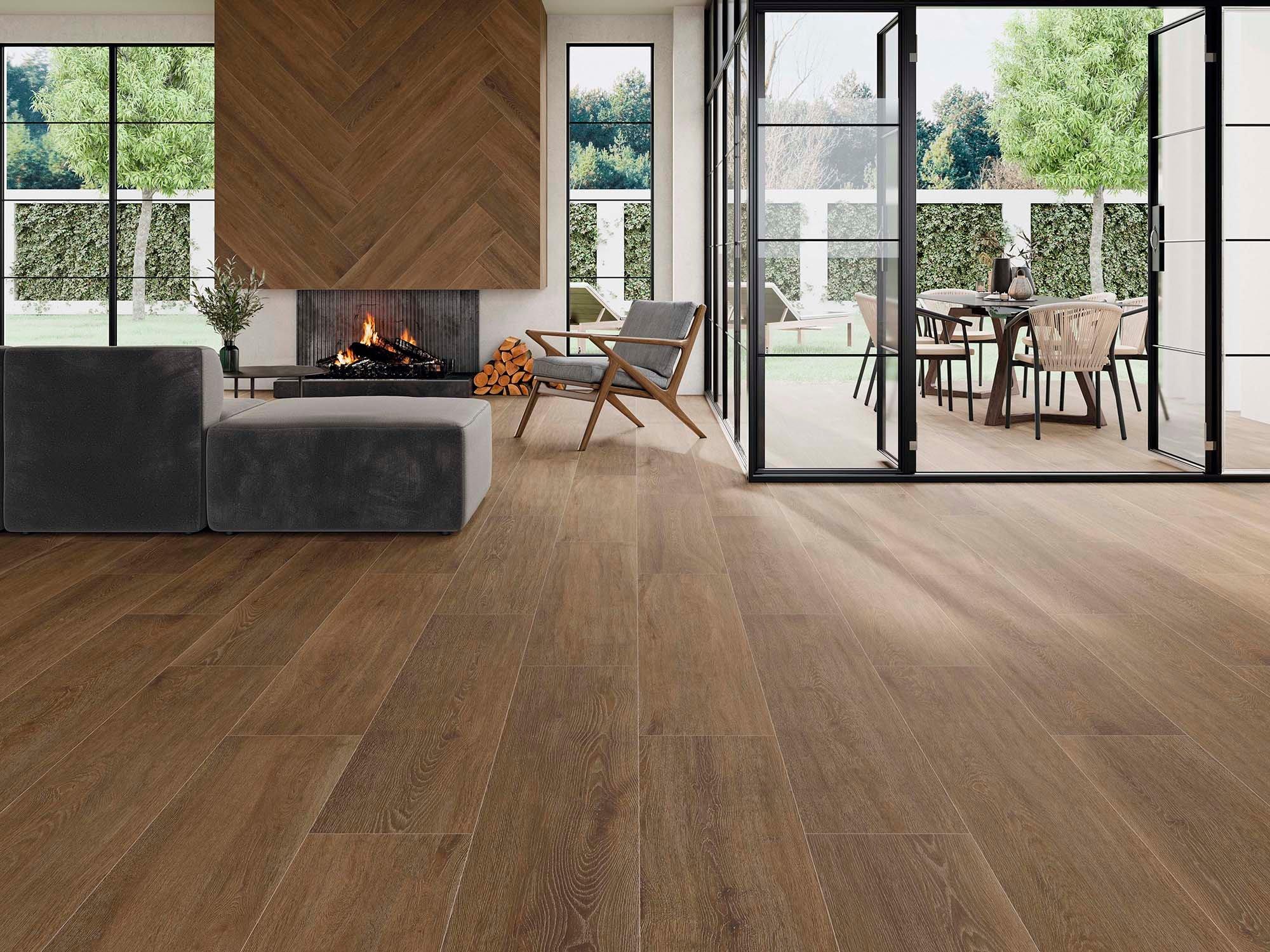 Medora Brown Wood Plank Porcelain Tile