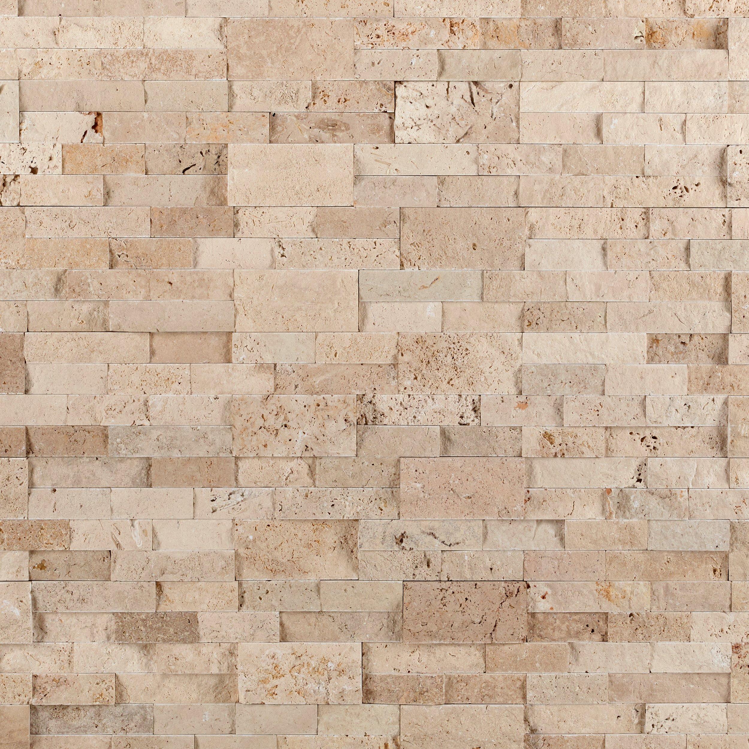 Ravenna Beige Splitface Travertine Ledger Panel