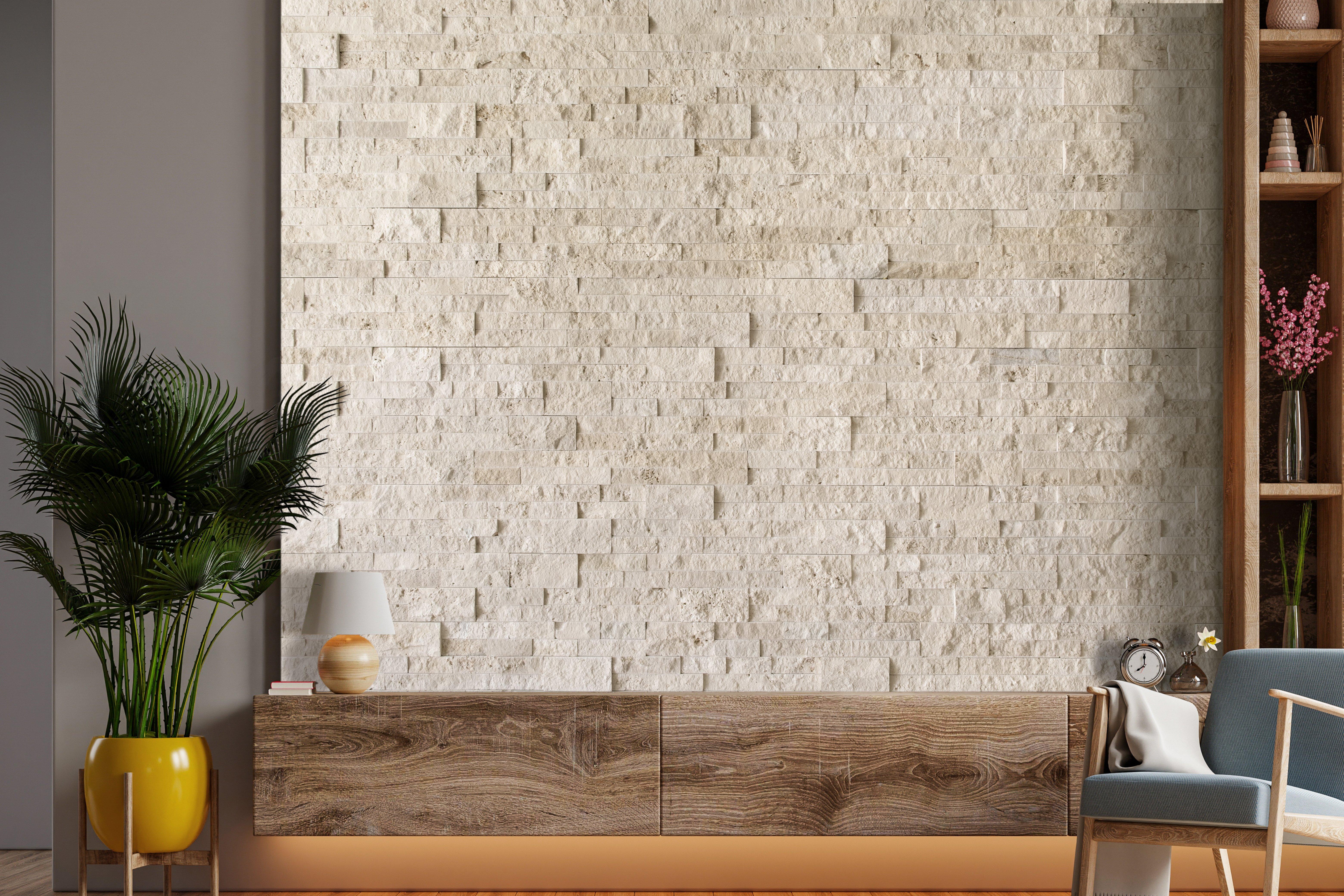 Ravenna Beige Splitface Travertine Ledger Panel
