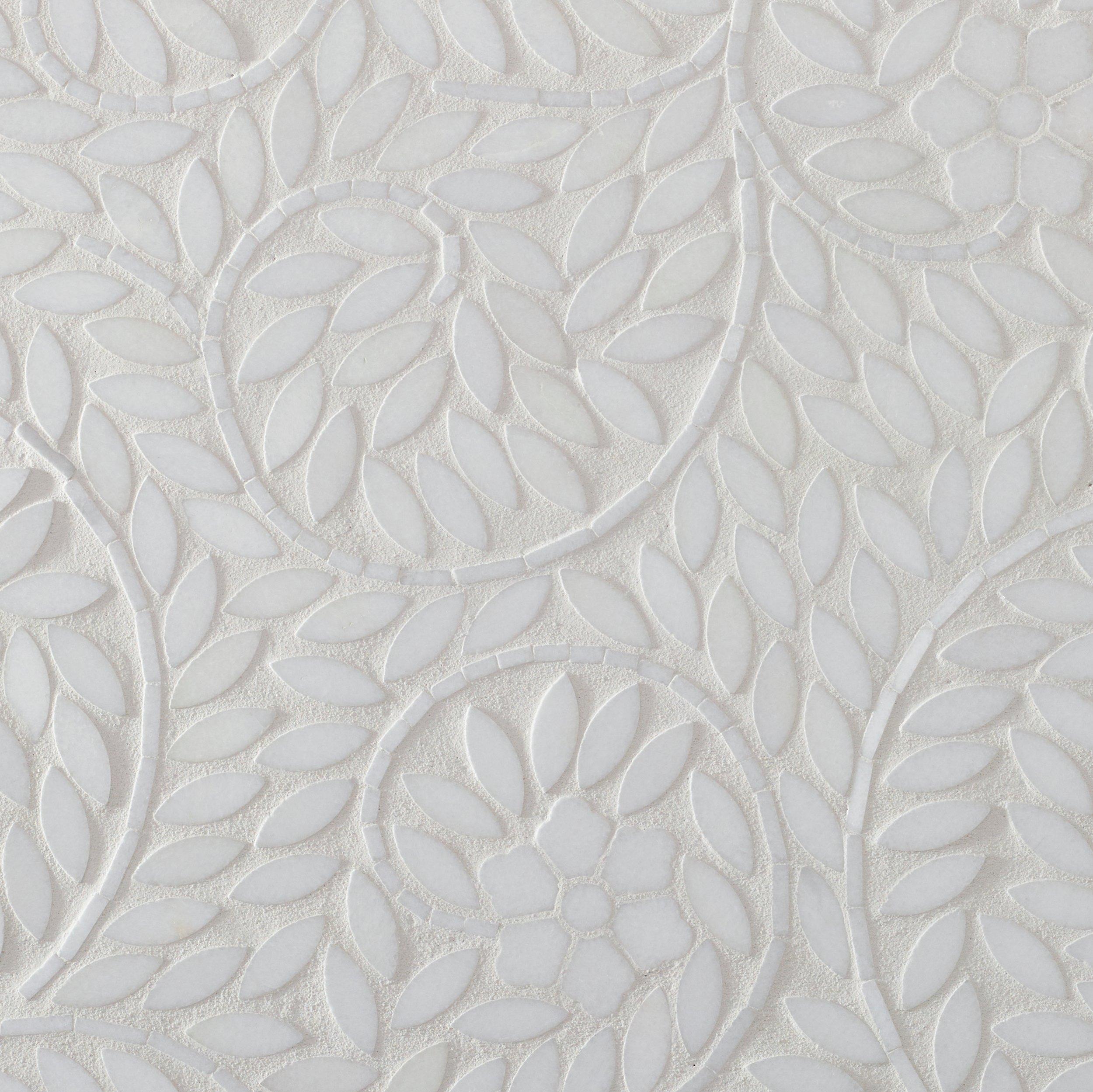 Camellia Thassos Waterjet Marble Mosaic