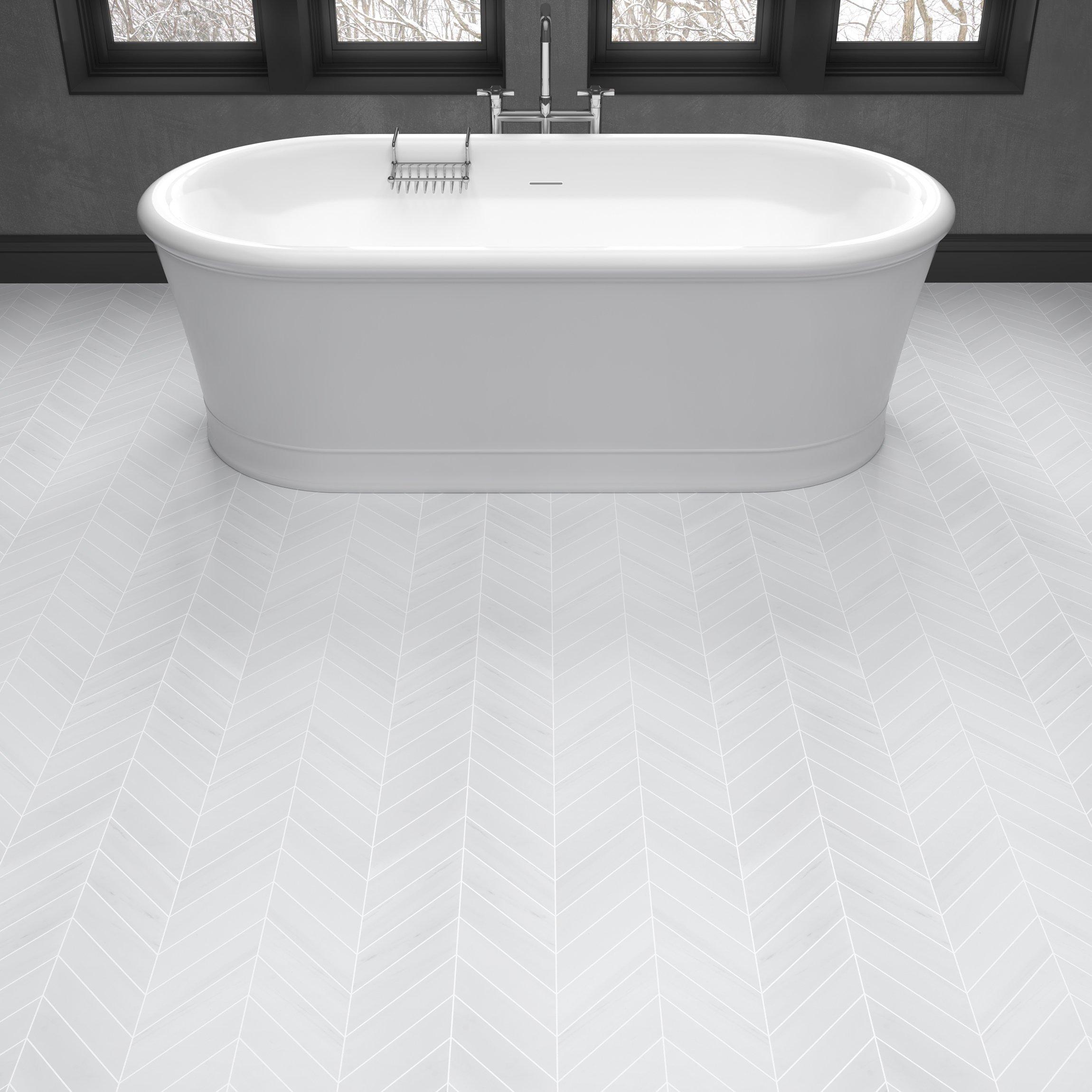 Dolomite Chevron Marble Honed Mosaic