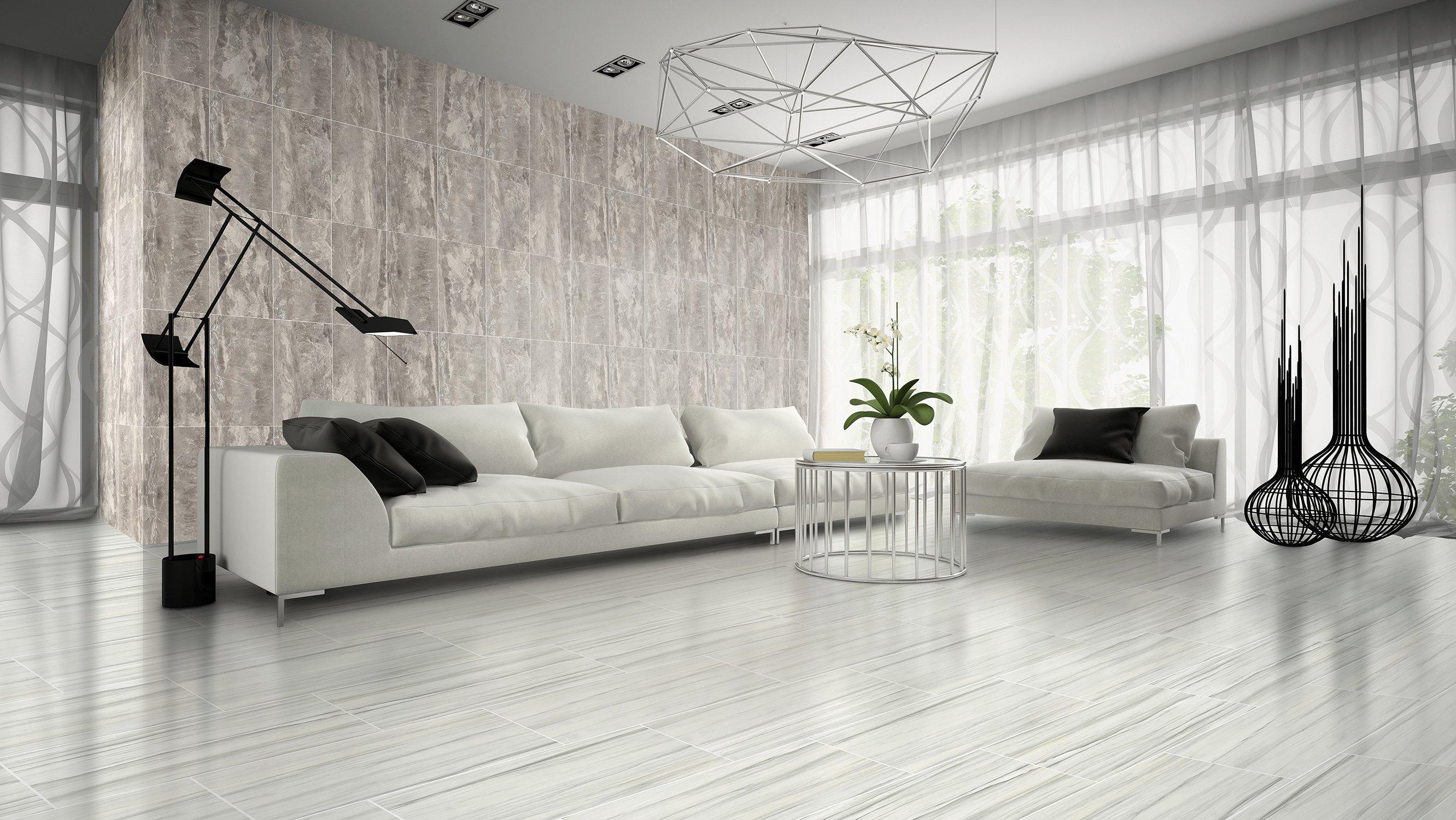 Carrara Zebrino Polished Porcelain Tile