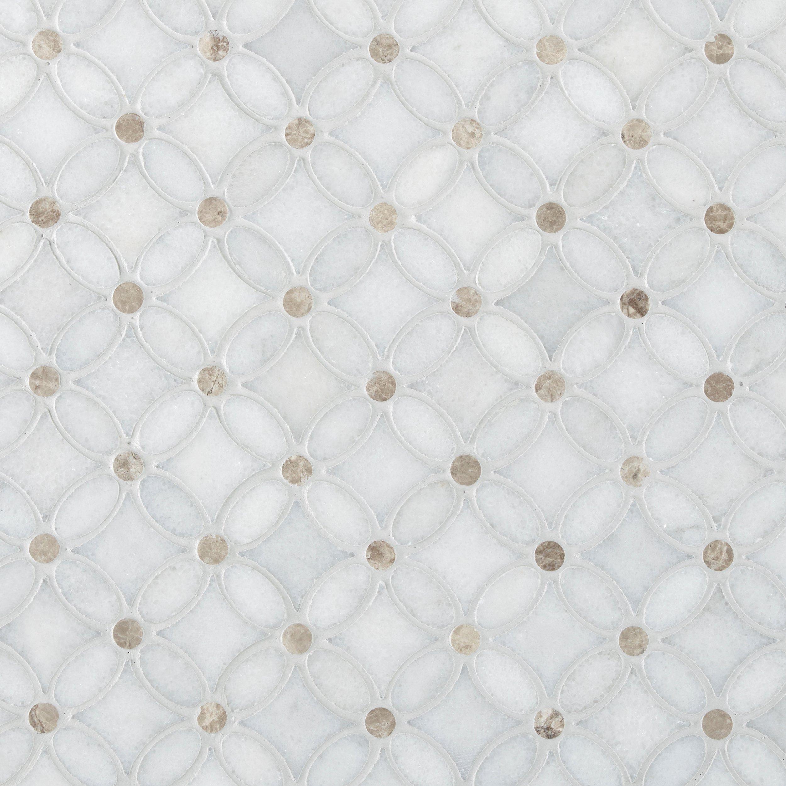 Carrara Chateau Flower Polished Marble Mosaic