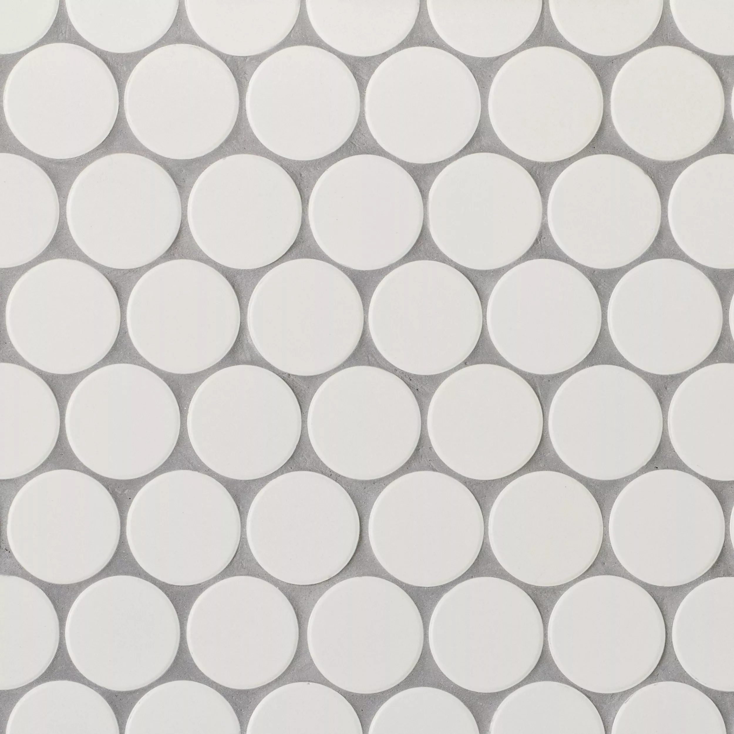 Mod White 2 in. Unglazed Porcelain Penny Mosaic | Floor and Decor