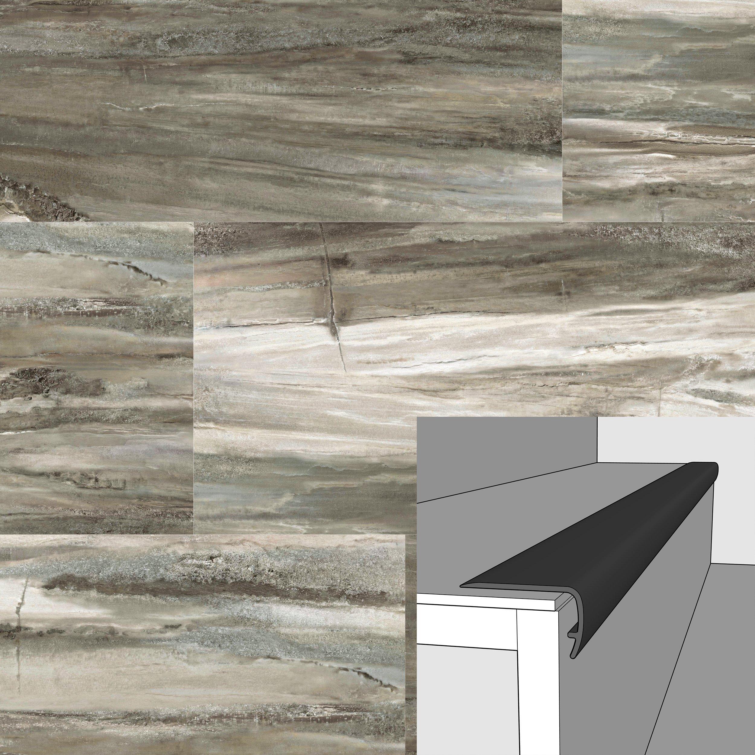 Umber Onyx 94in. Vinyl Overlapping Stair Nose