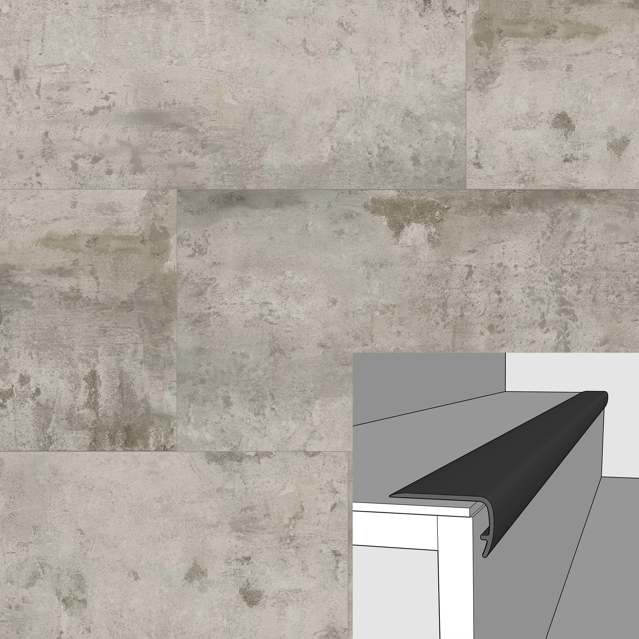 Stampede Concrete 94in. Vinyl Overlapping Stairnose