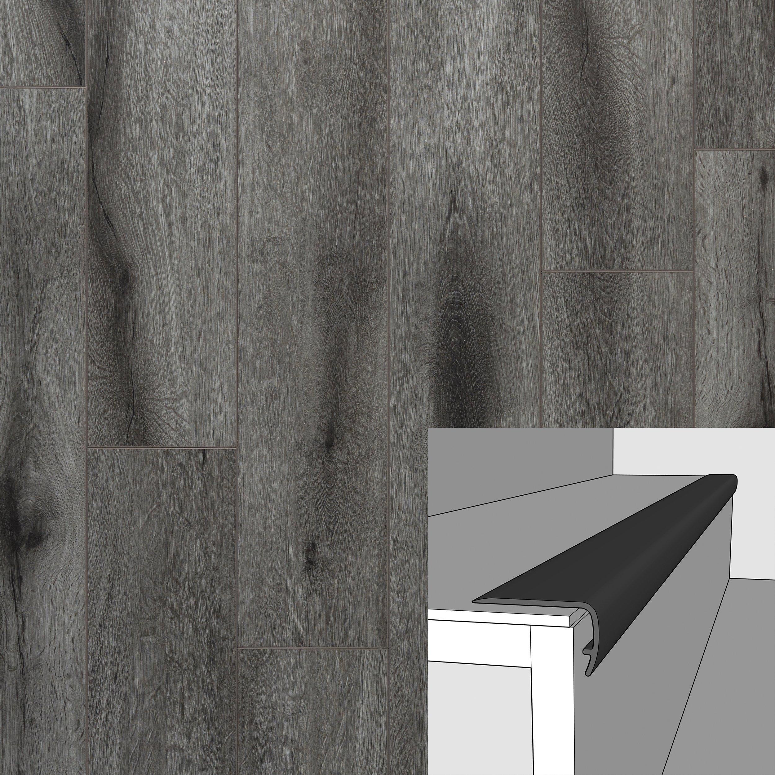 Neptune Gray 94in. Vinyl Overlapping Stairnose