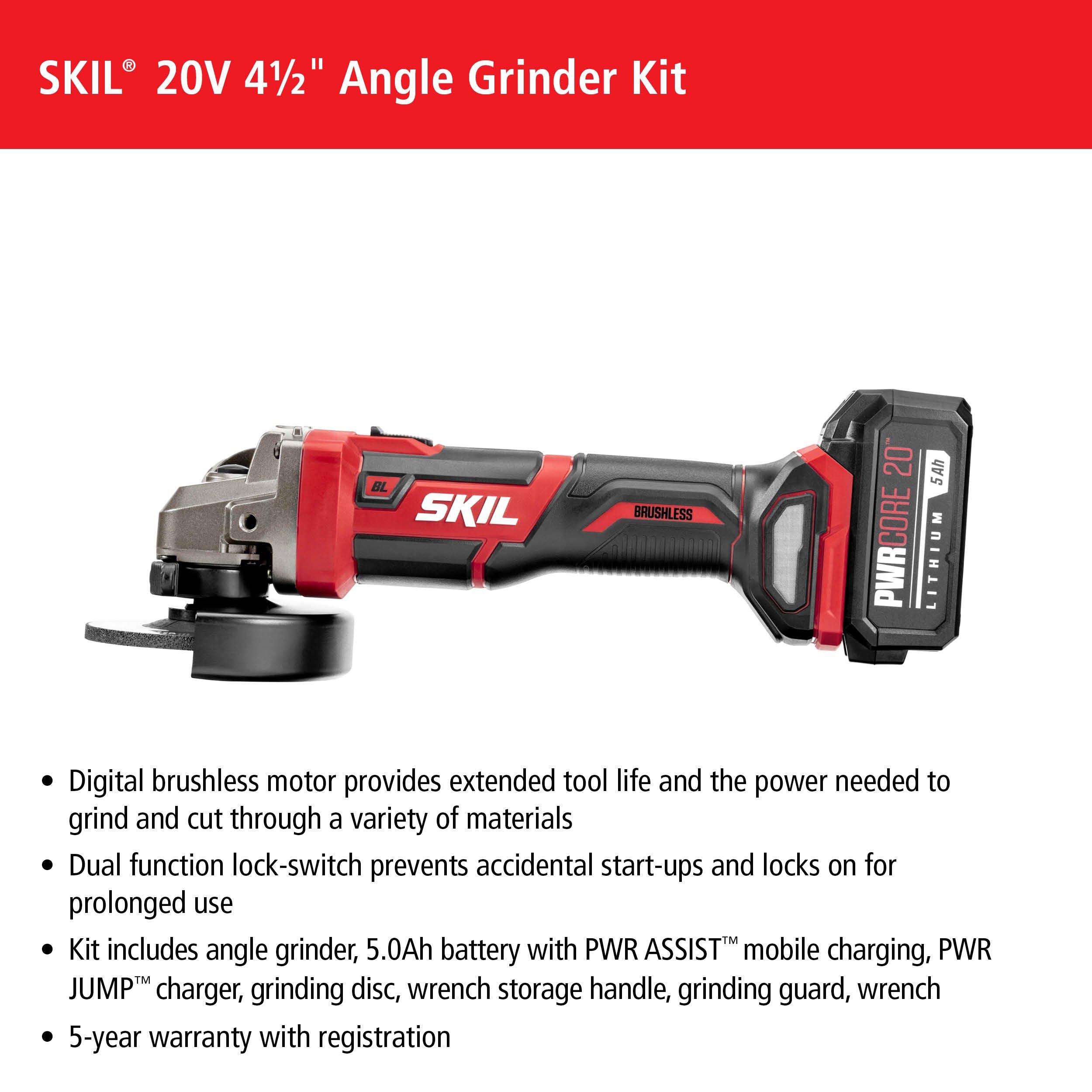 20V Angle Grinder Kit with Li-Ion Battery & Charger at