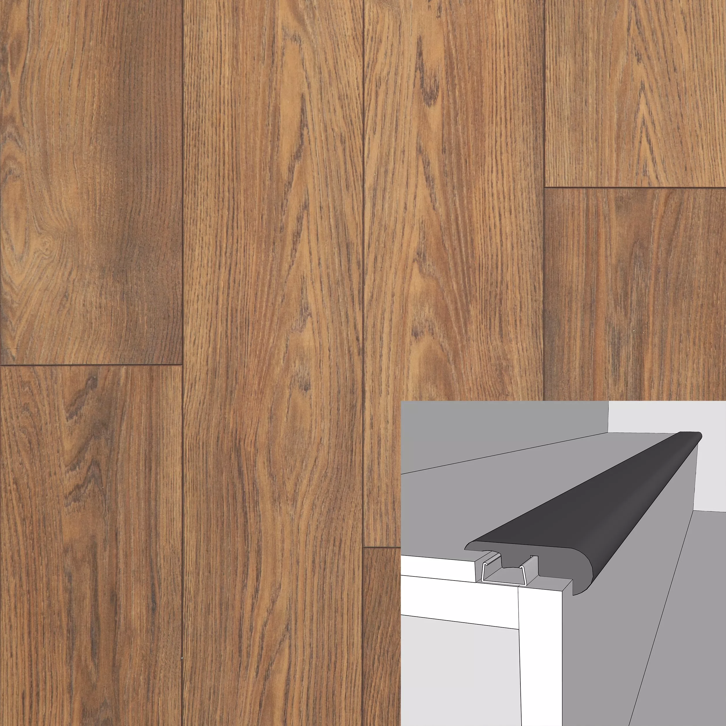 Charlestown Chestnut 94in. Laminate Overlapping Stairnose