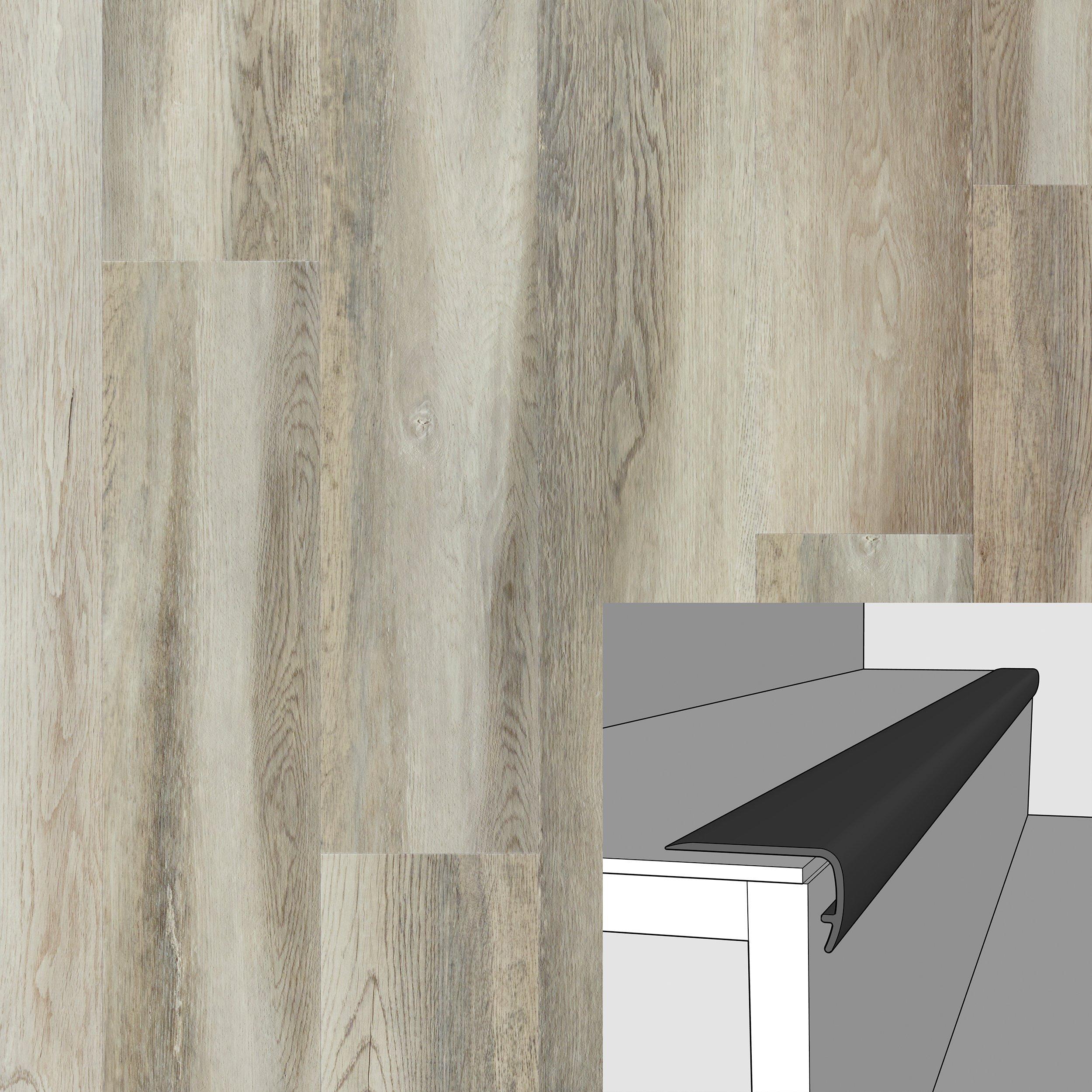 Winterfall Oak 94in. Vinyl Overlapping Stairnose