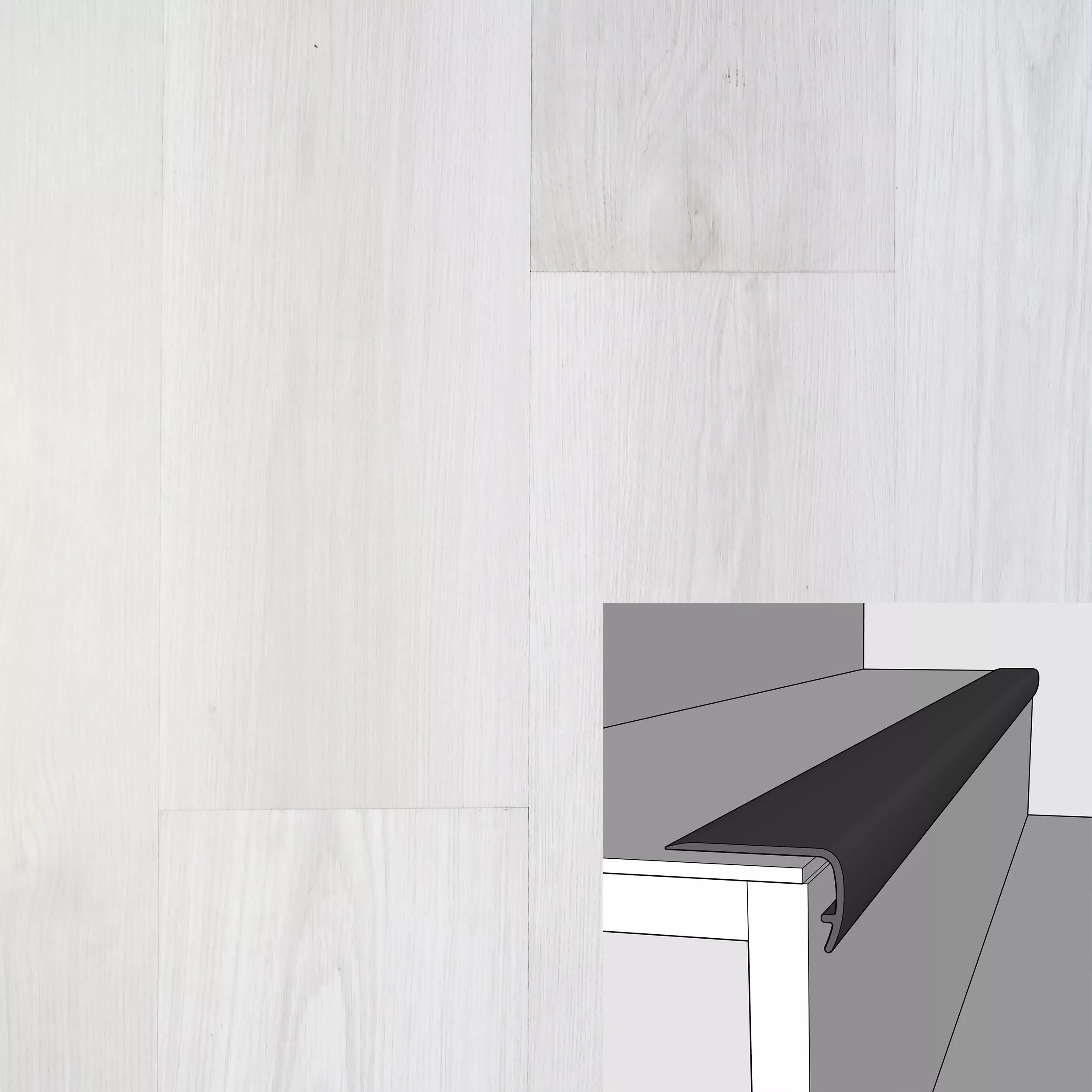 Everest Frost 94in. Vinyl Overlapping Stairnose