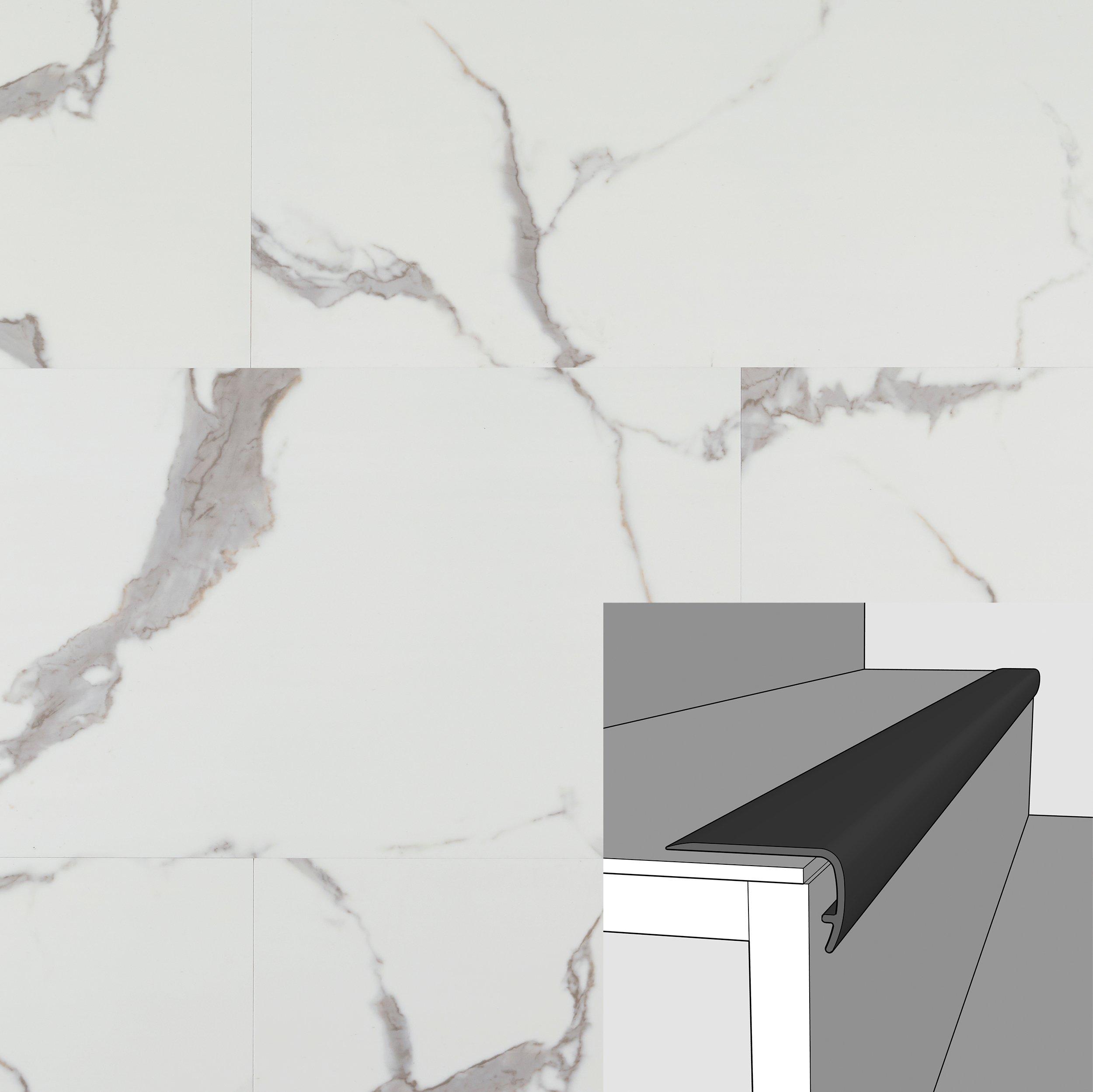 Calacatta 94in. Vinyl Overlapping Stair Nose