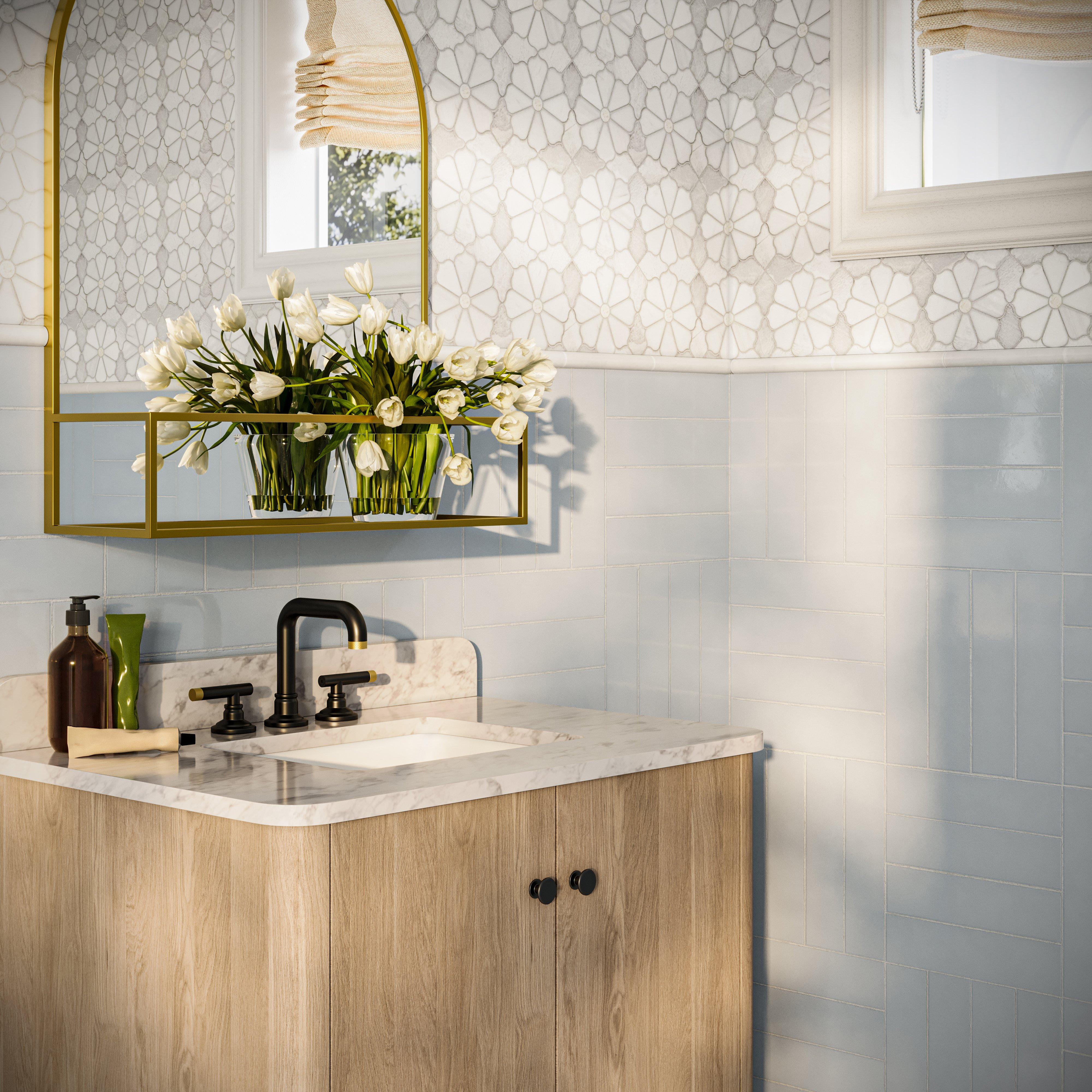 Maren 24 in. Brushed Gold Arch Shelf Mirror