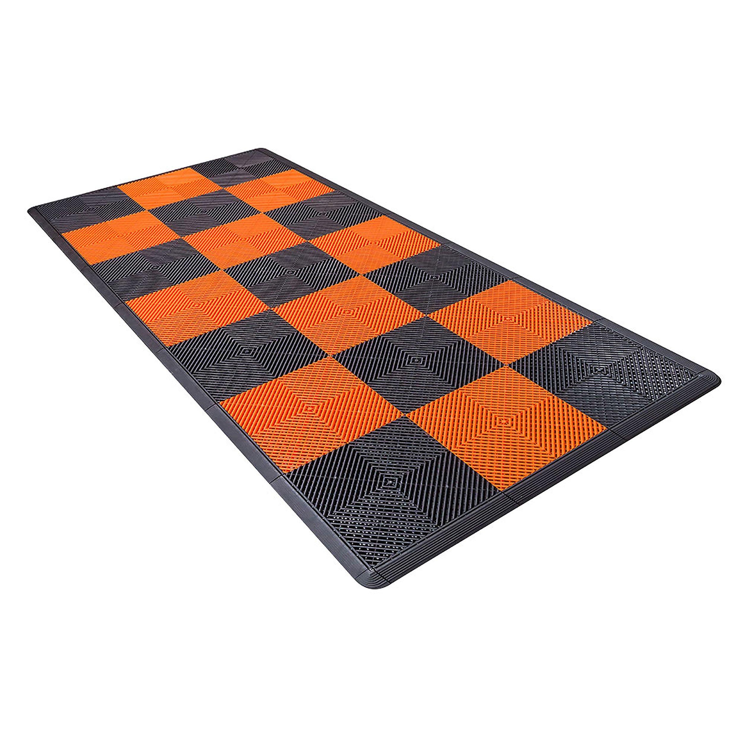 Swisstrax Ribtrax PRO Small Mat Kit - Checkered (Jet Black/Tropical Orange)