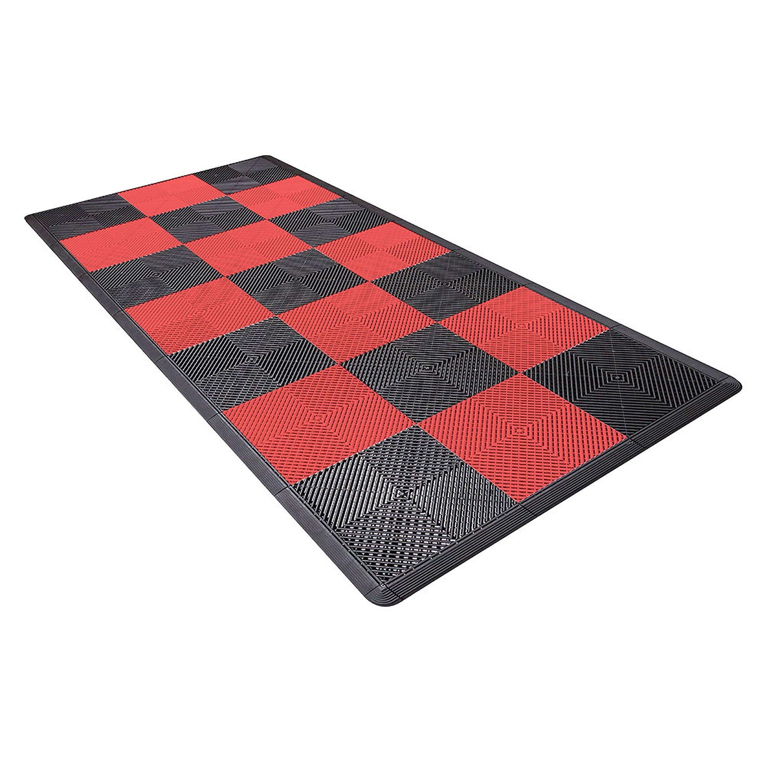 Swisstrax Ribtrax PRO Small Mat Kit - Checkered (Jet Black/Racing Red)