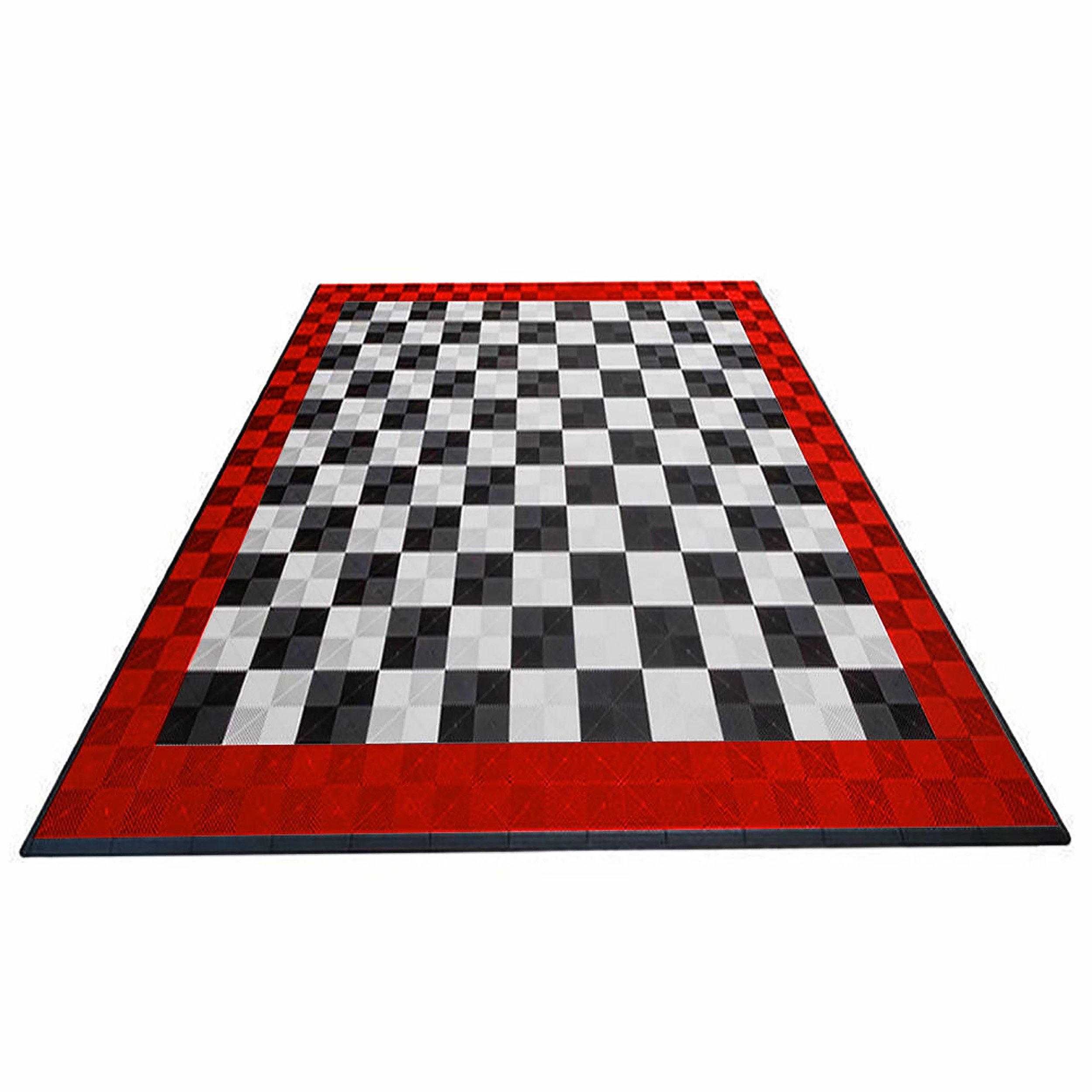 Swisstrax Ribtrax PRO Large Mat Kit - Border (Jet Black/Arctic White/Racing Red)