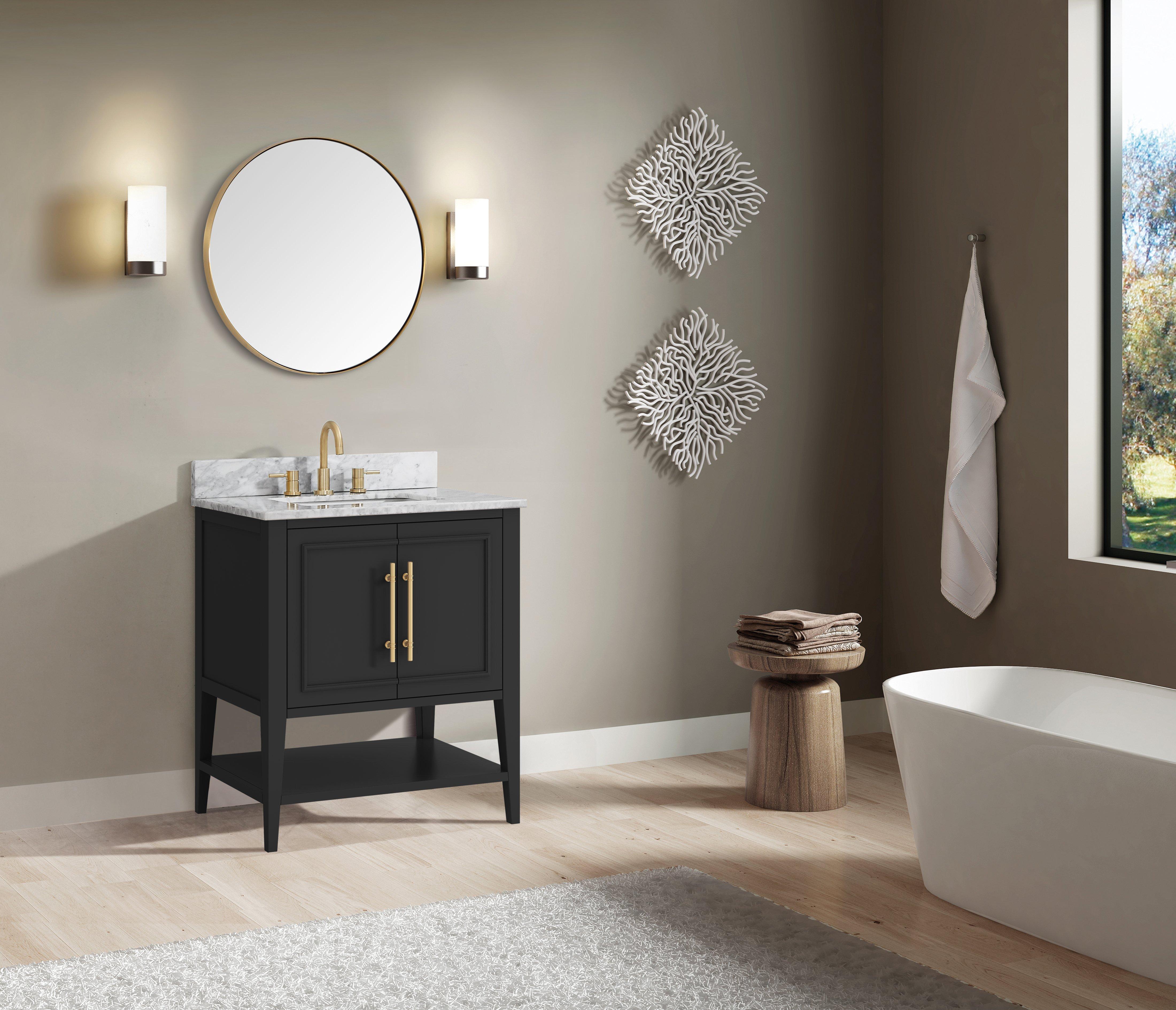 Arietta 31 in. Black Vanity with Carrara Marble Top