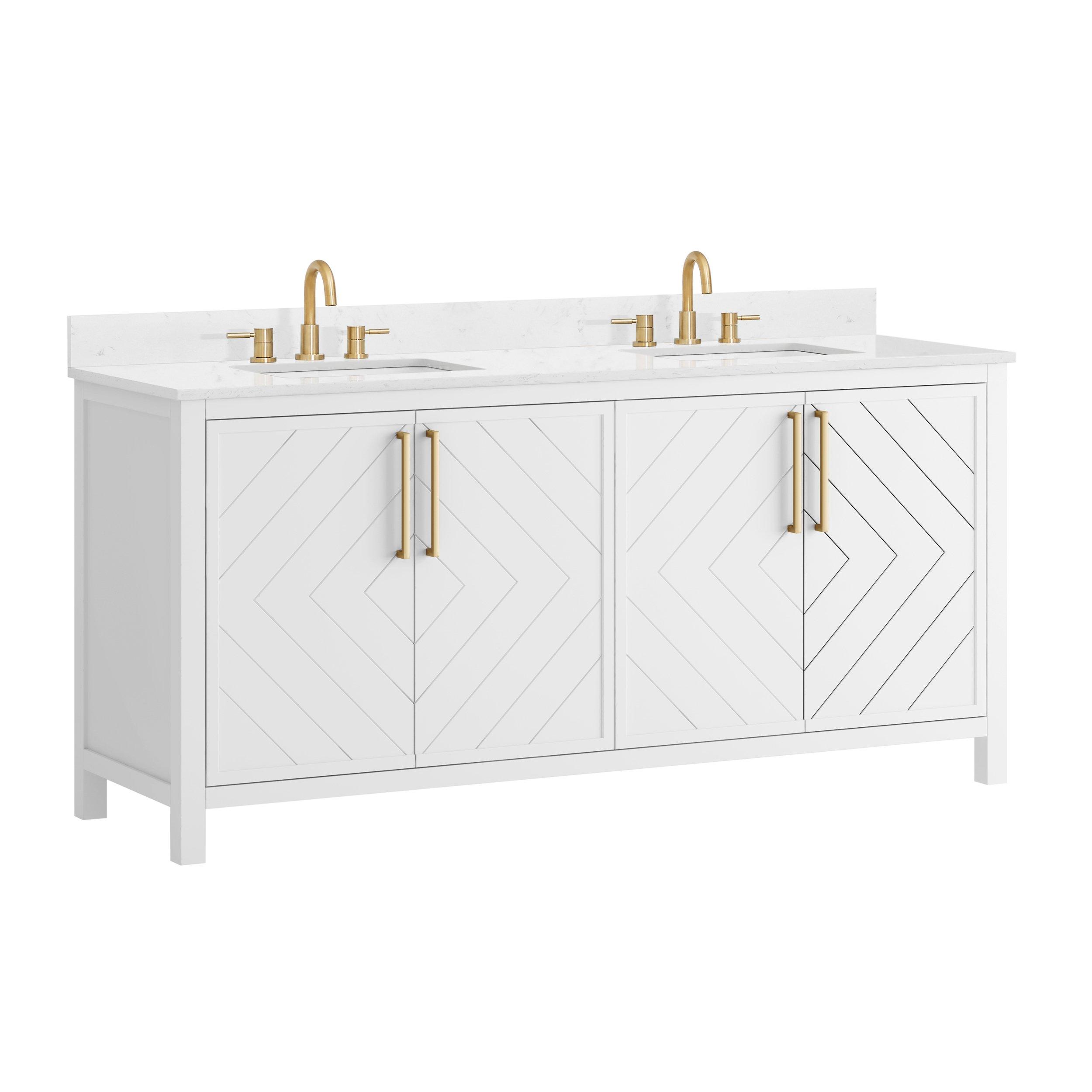 Blake 73 in. White Vanity with Engineered Marble Top Floor and Decor
