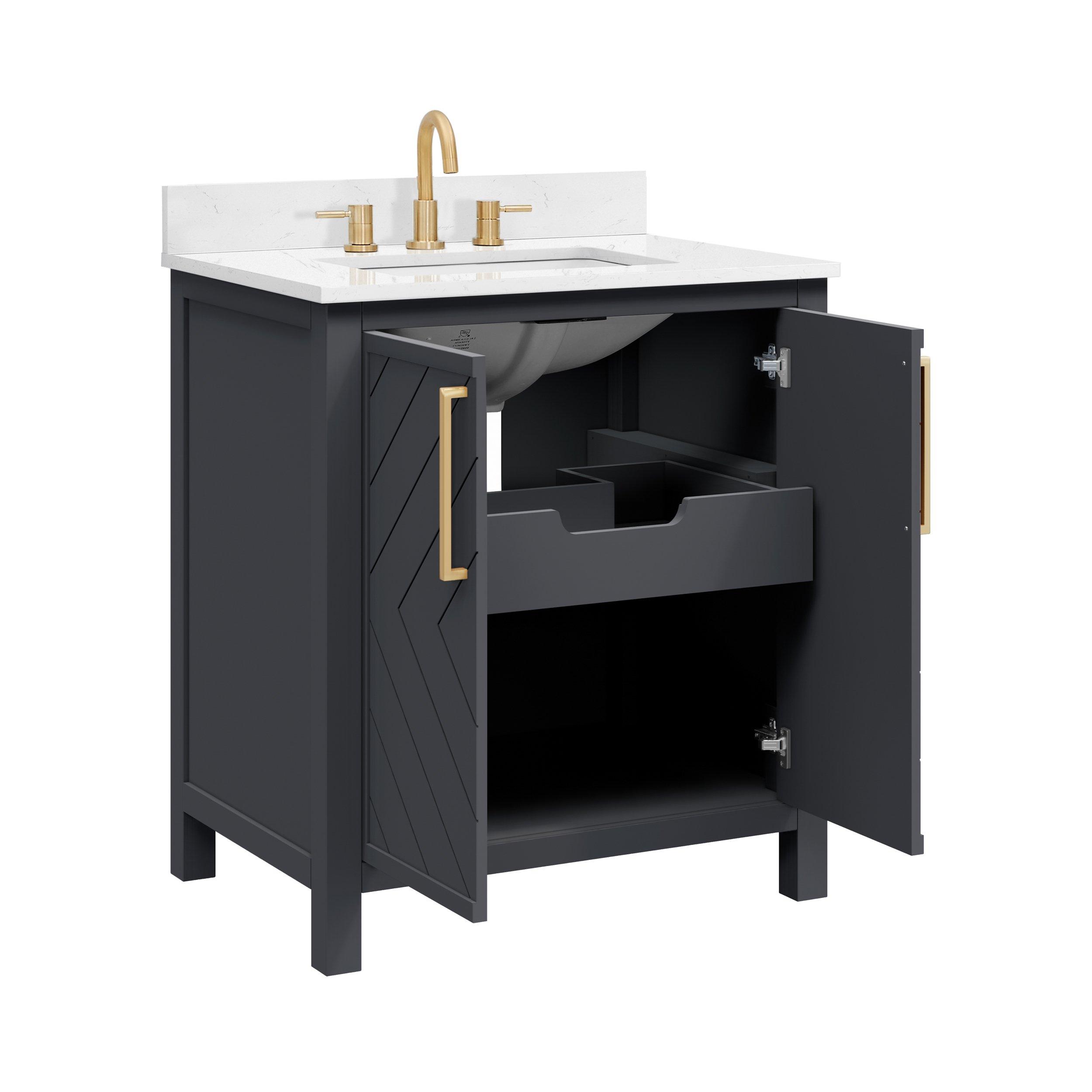 Blake 31 in. Charcoal Vanity with Engineered Marble Top | Floor and Decor