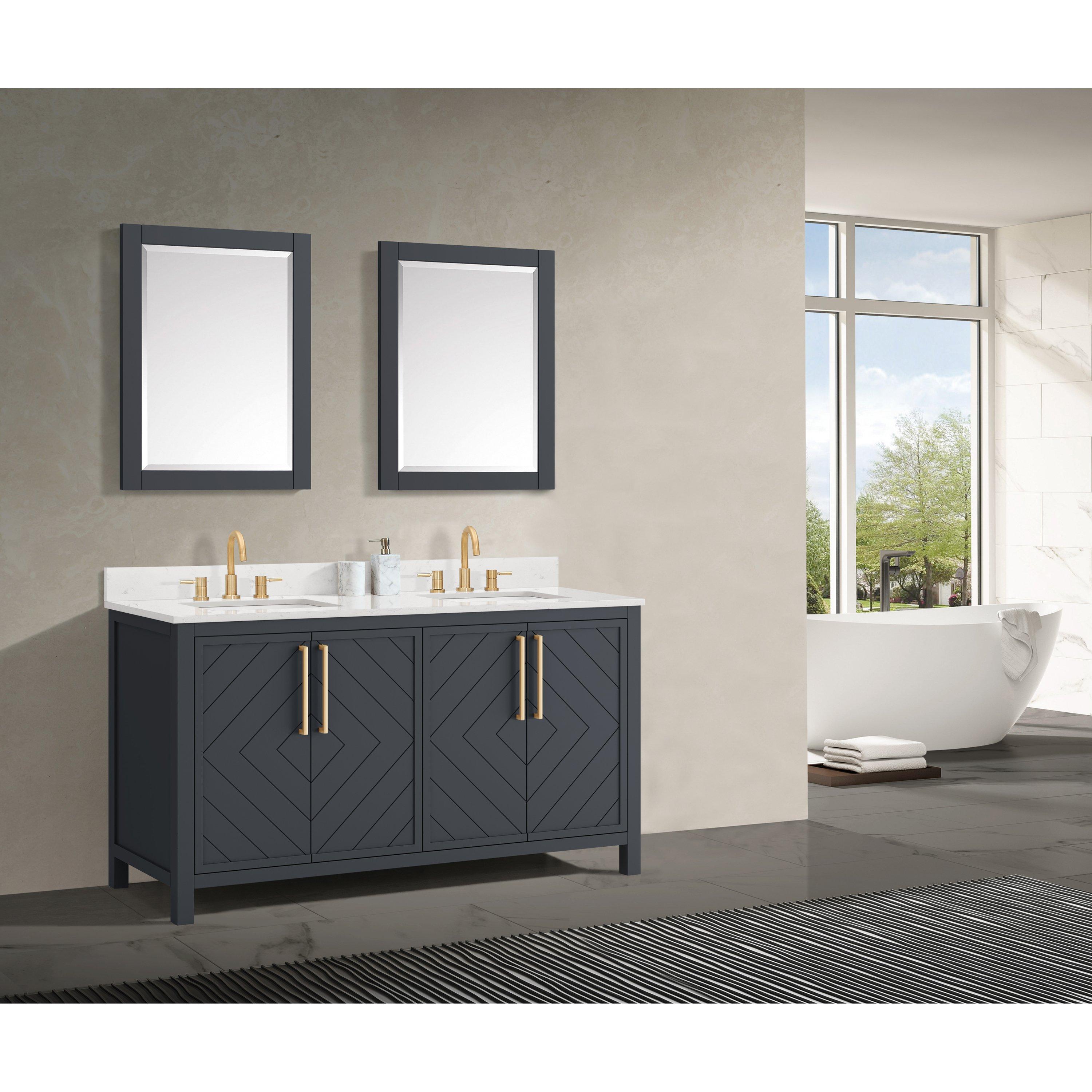 Blake 61 in. Charcoal Vanity with Engineered Marble Top Floor and Decor