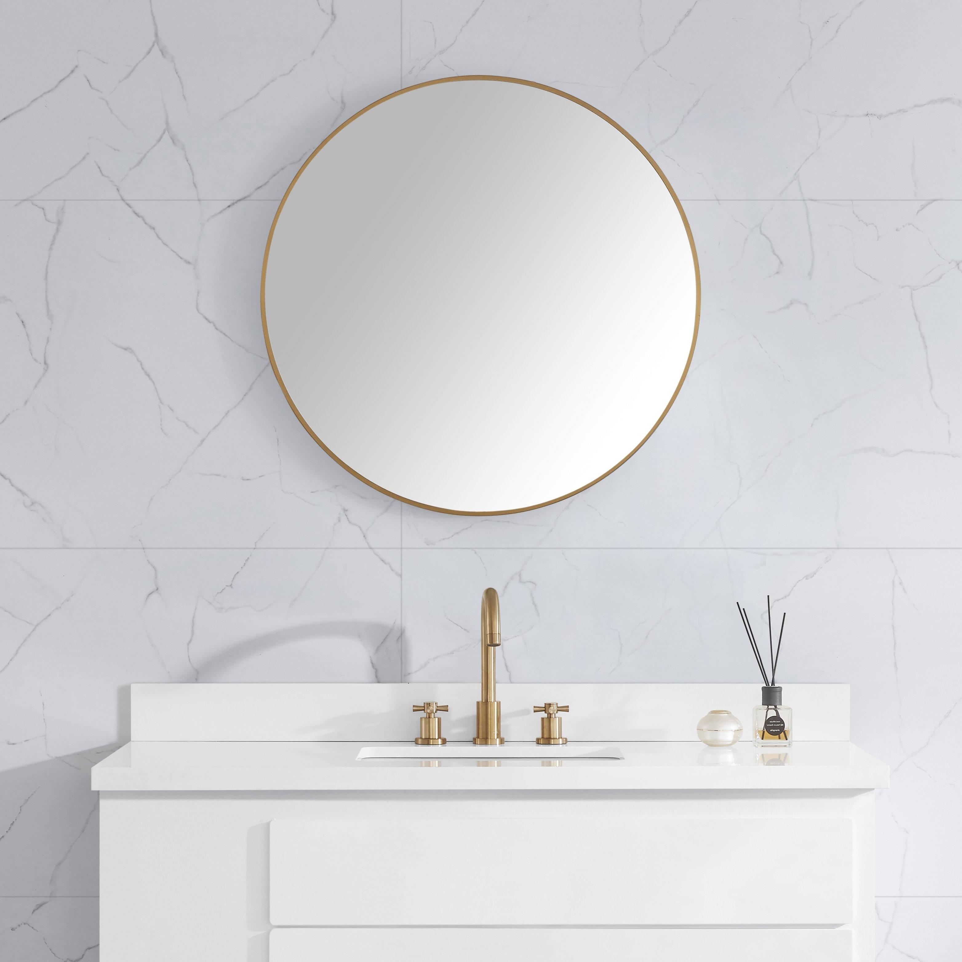 Aria 30 in. Brushed Gold Mirror
