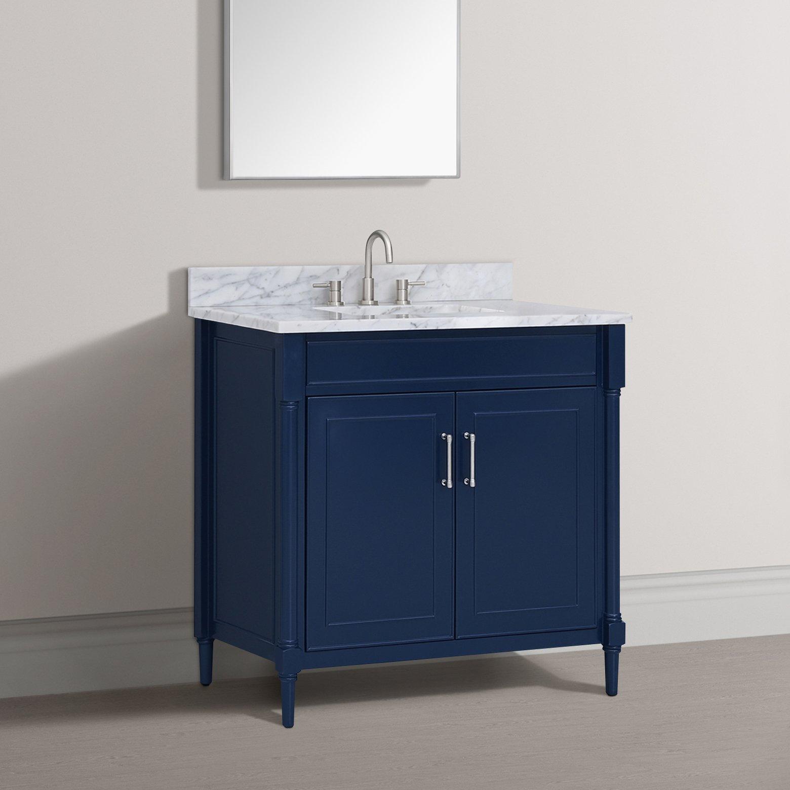 36 Navy Blue Single Sink Vanity Cabinet