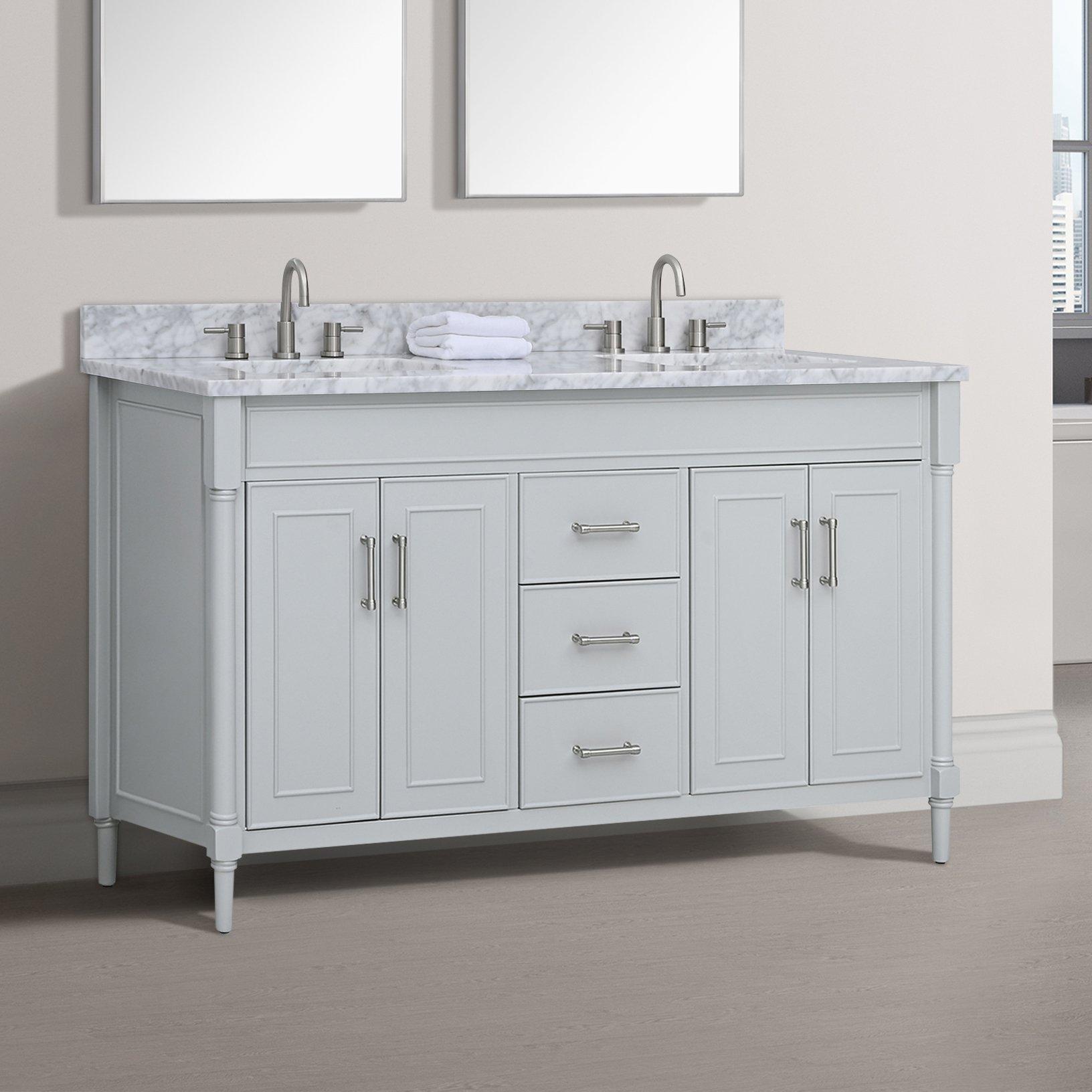 Bethany 60 in. Gray Double Vanity Base | Floor and Decor