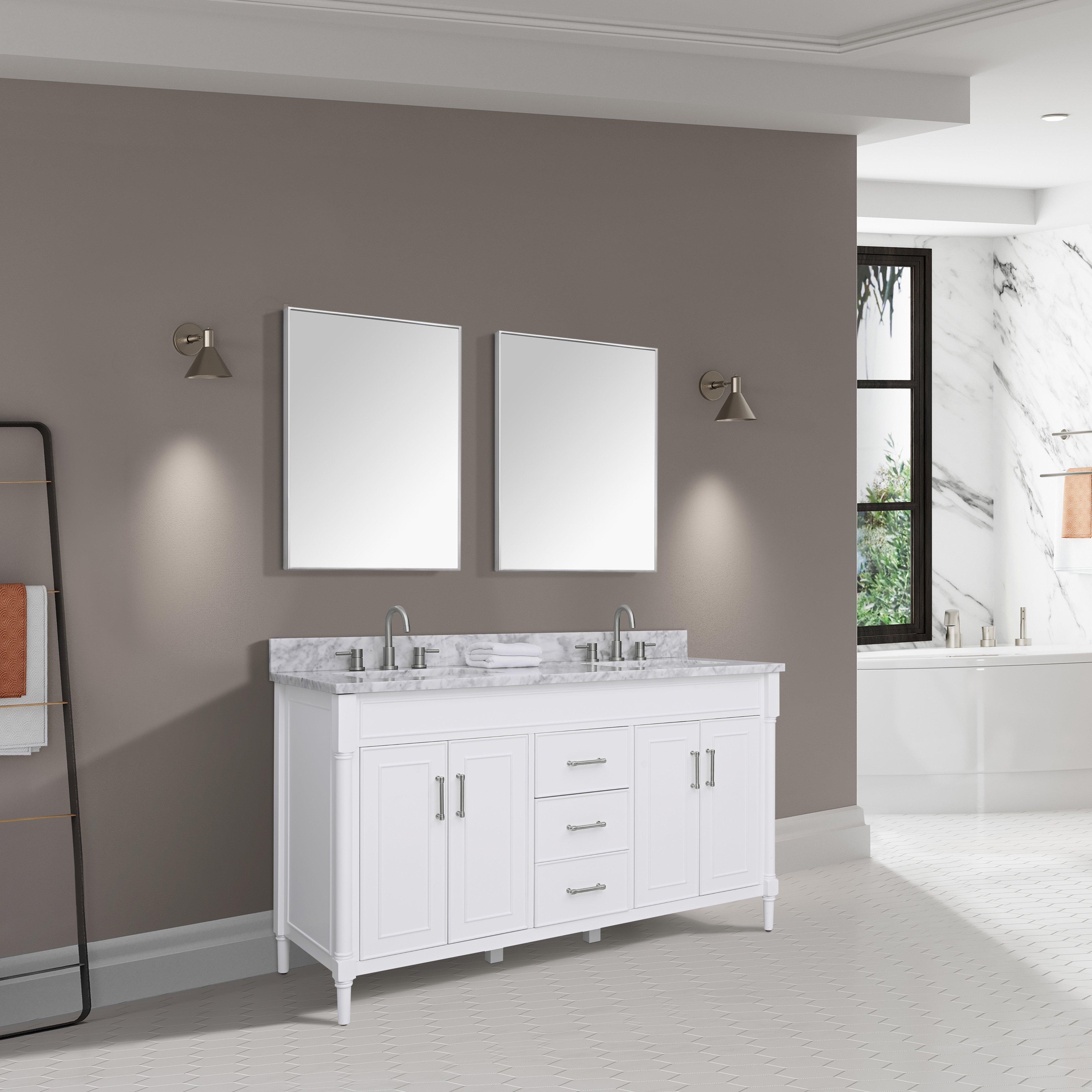 Bethany 60 in. White Double Vanity Base