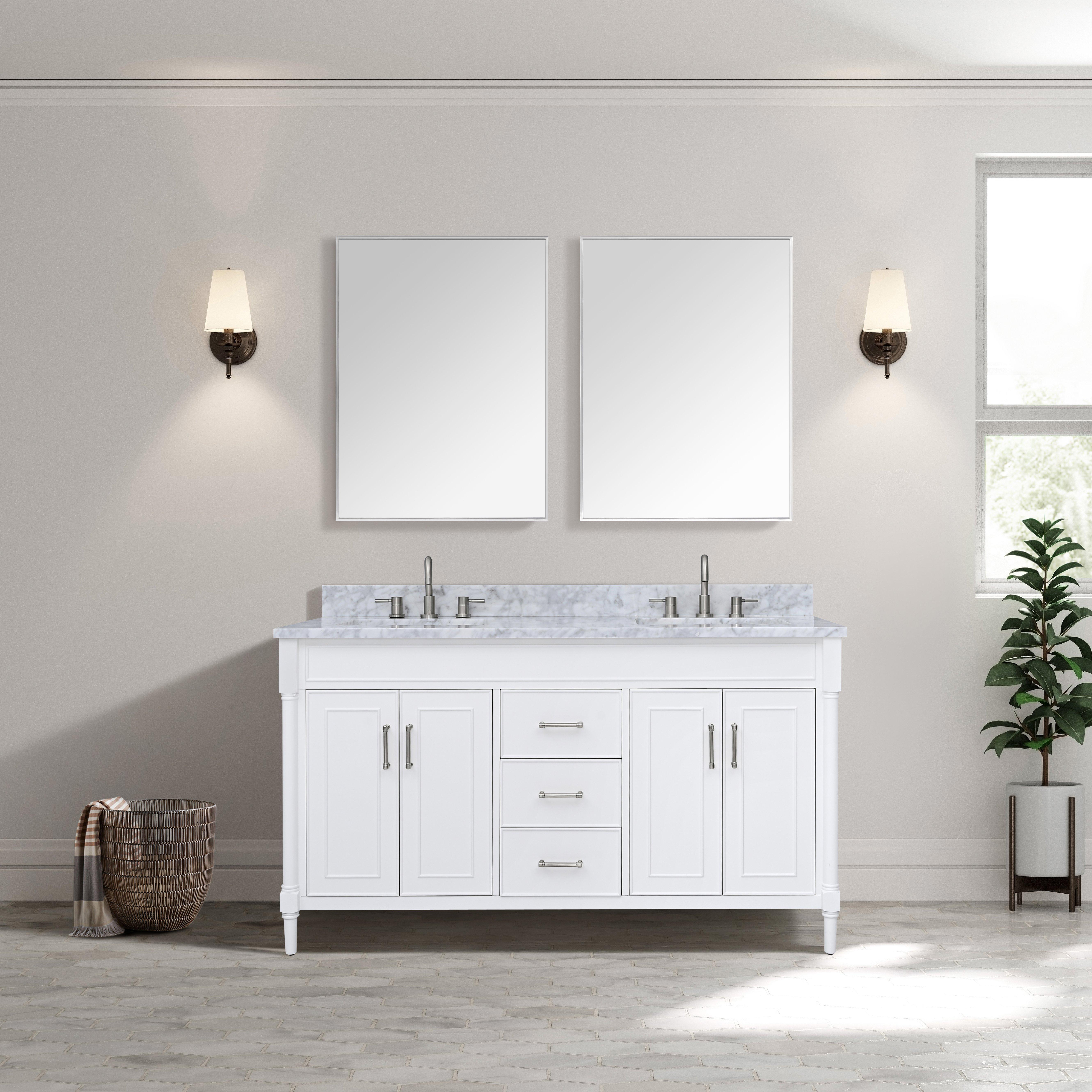 Bethany 60 in. White Double Vanity Base
