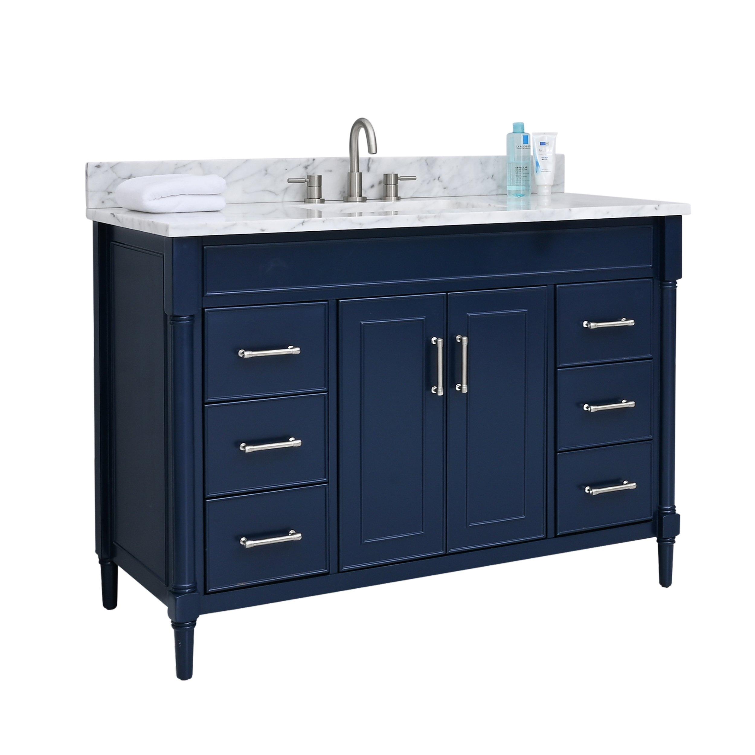 Floor & Decor | Bethany 30 inch Navy Blue Vanity Base, Wood