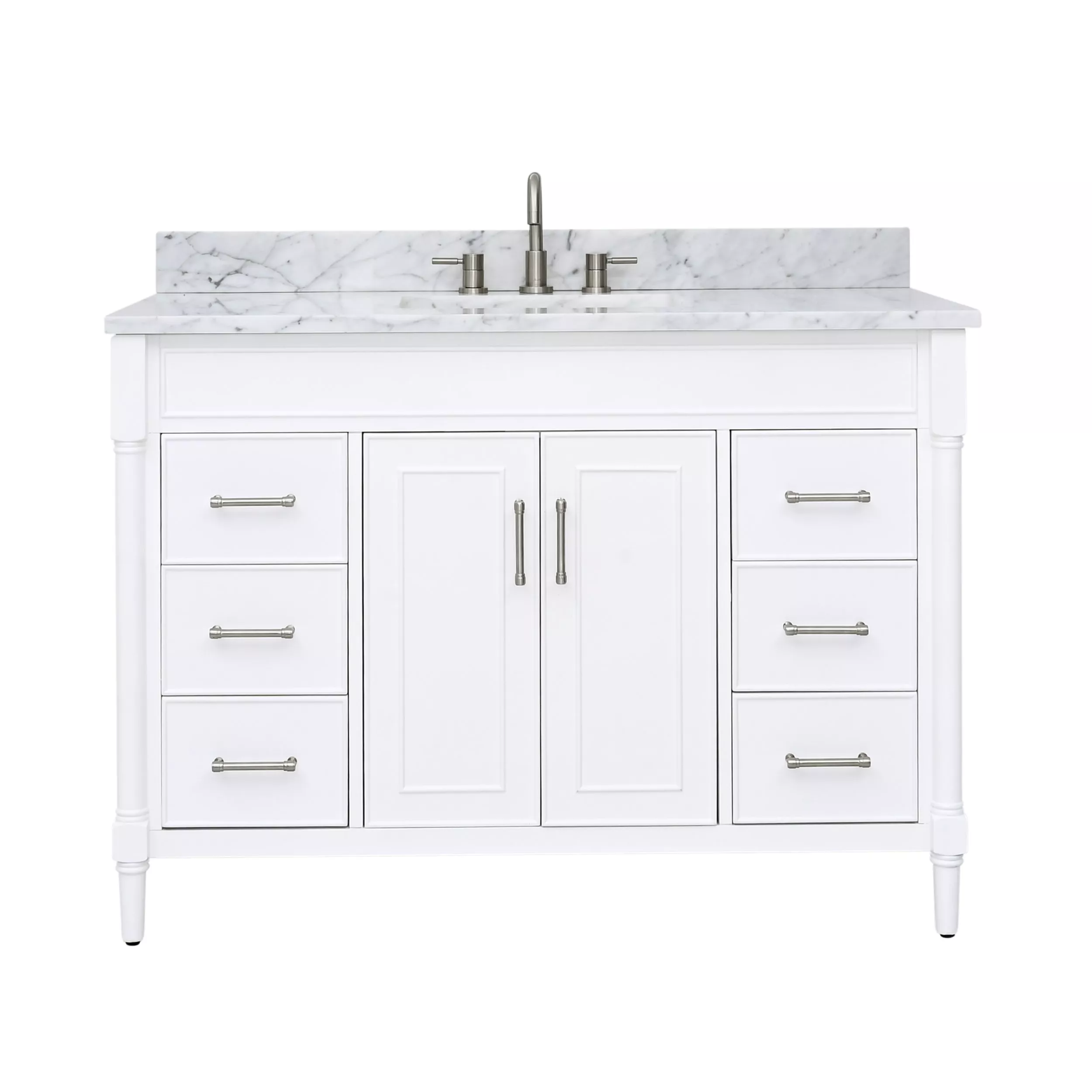 Bethany 49 in. White Vanity with Carrara Marble Top