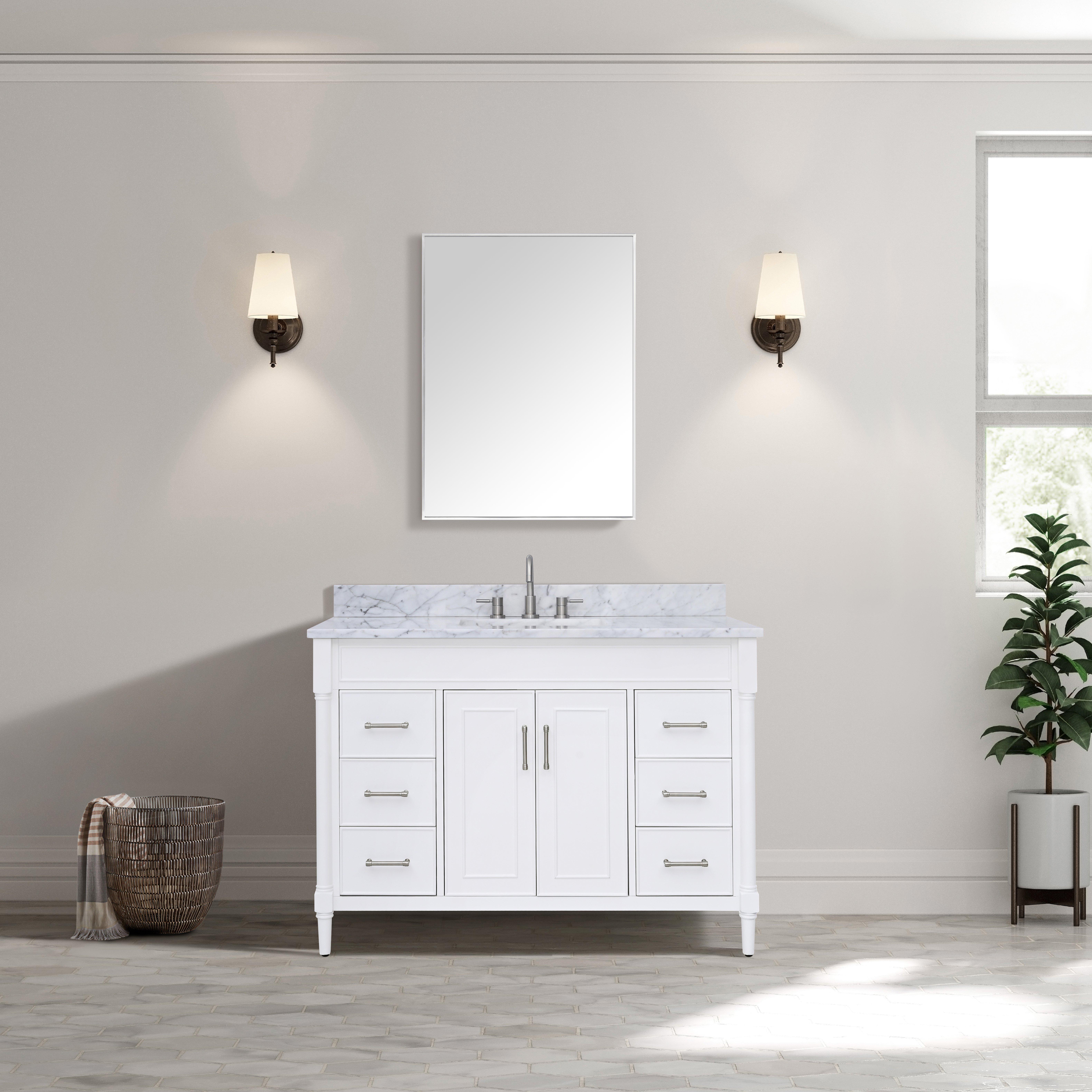 Bethany 49 in. White Vanity with Carrara Marble Top