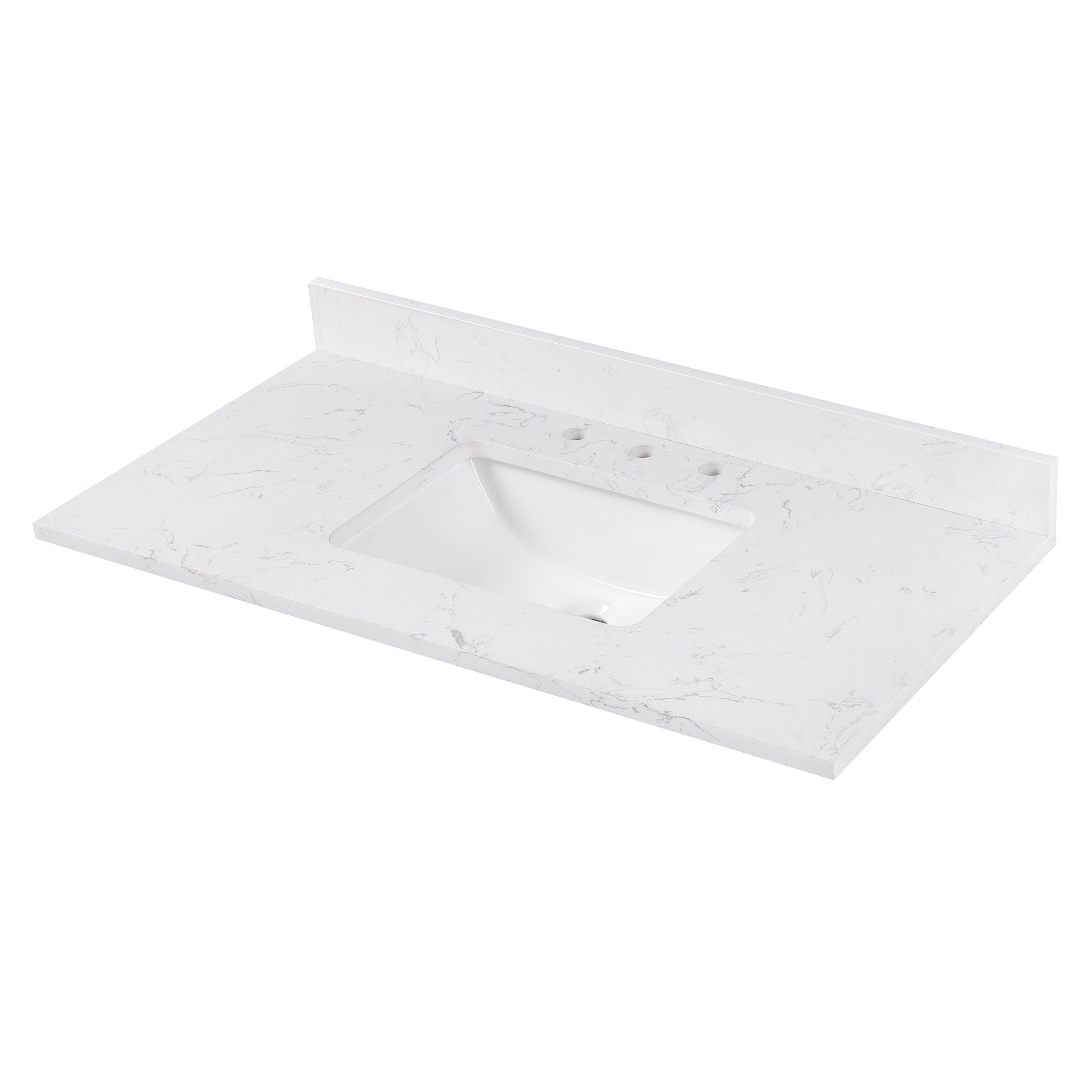 Cala White 43 in. Engineered Stone Vanity Top | Floor and Decor