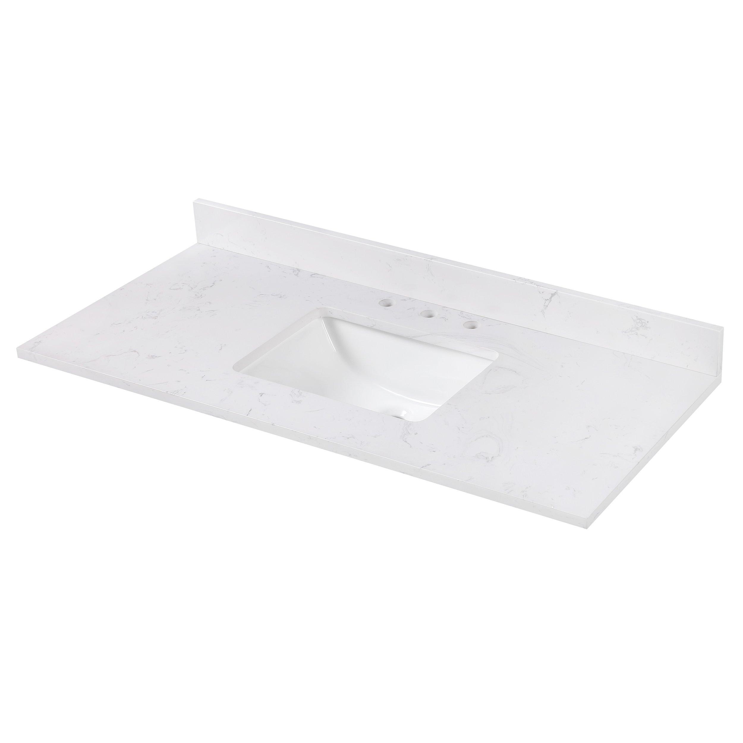 Cala White 49 in. Engineered Stone Vanity Top | Floor and Decor