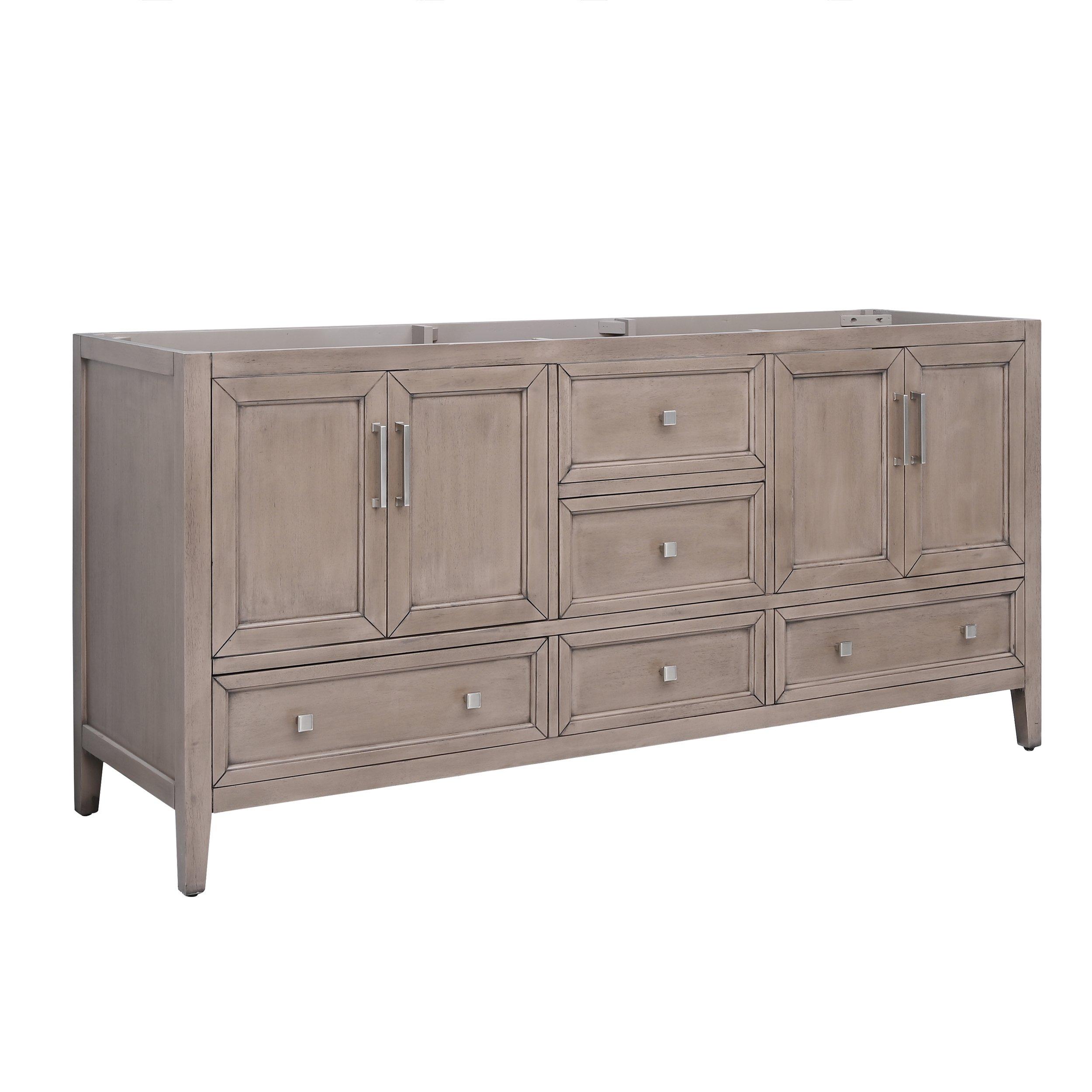 Everly 72 in. Gray Oak Double Vanity Base