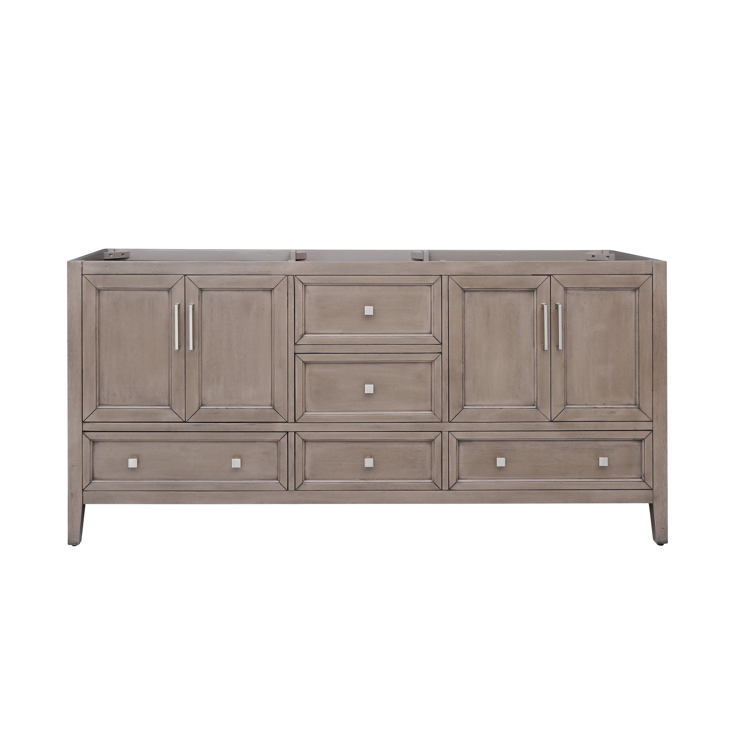 Everly 72 in. Gray Oak Double Vanity Base