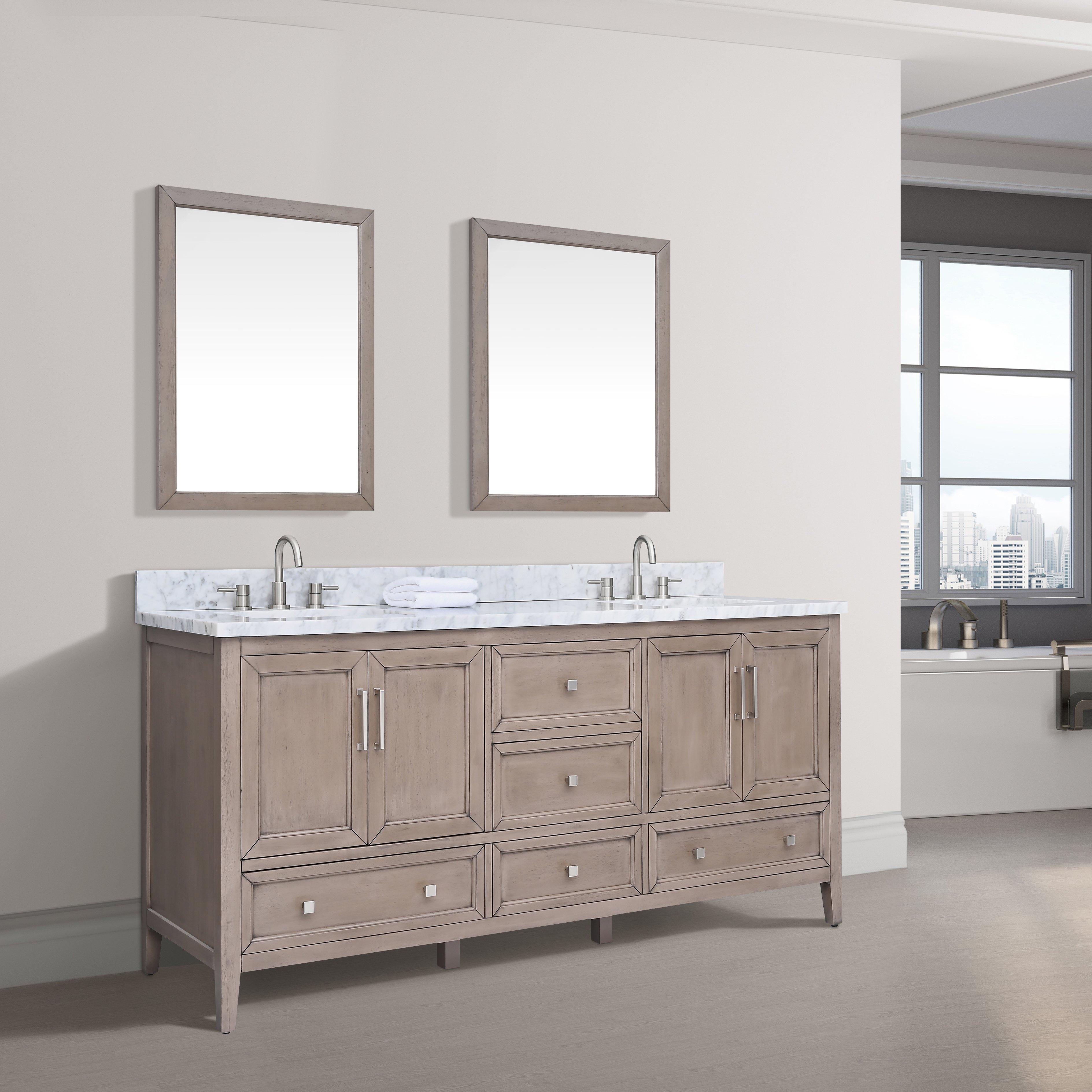 Everly 72 in. Gray Oak Double Vanity Base