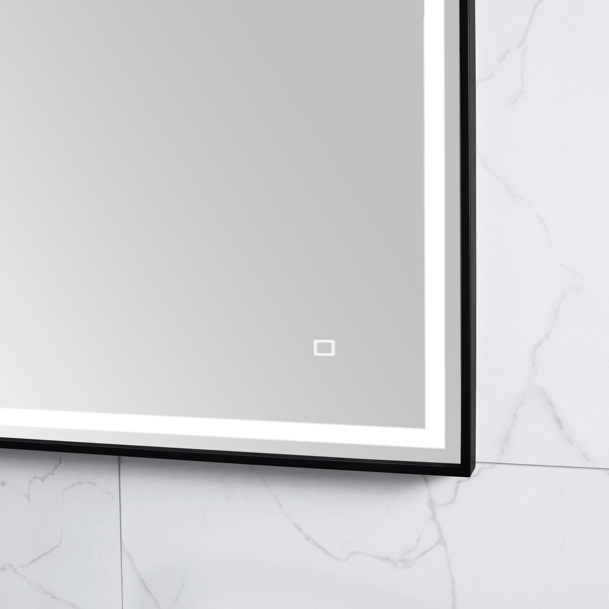 Lena 39 in. Matte Black LED Mirror