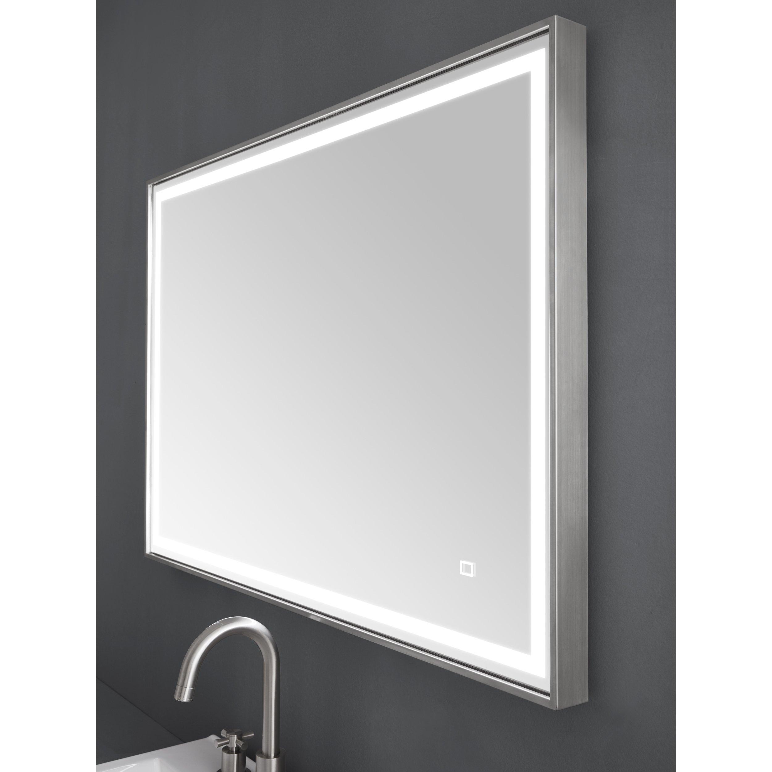 Lena 39 in. Brushed Stainless Steel LED Mirror