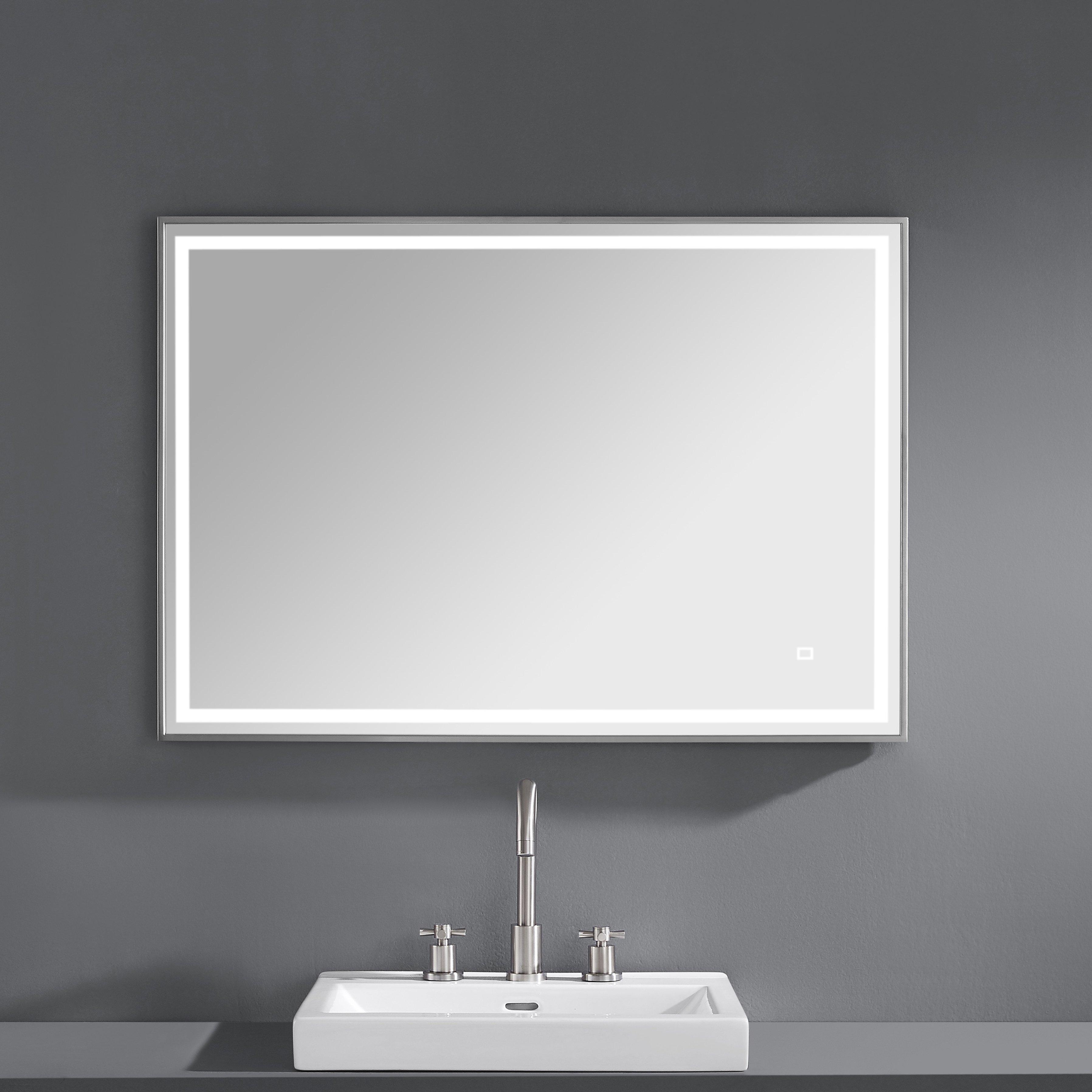 Lena 39 in. Brushed Stainless Steel LED Mirror