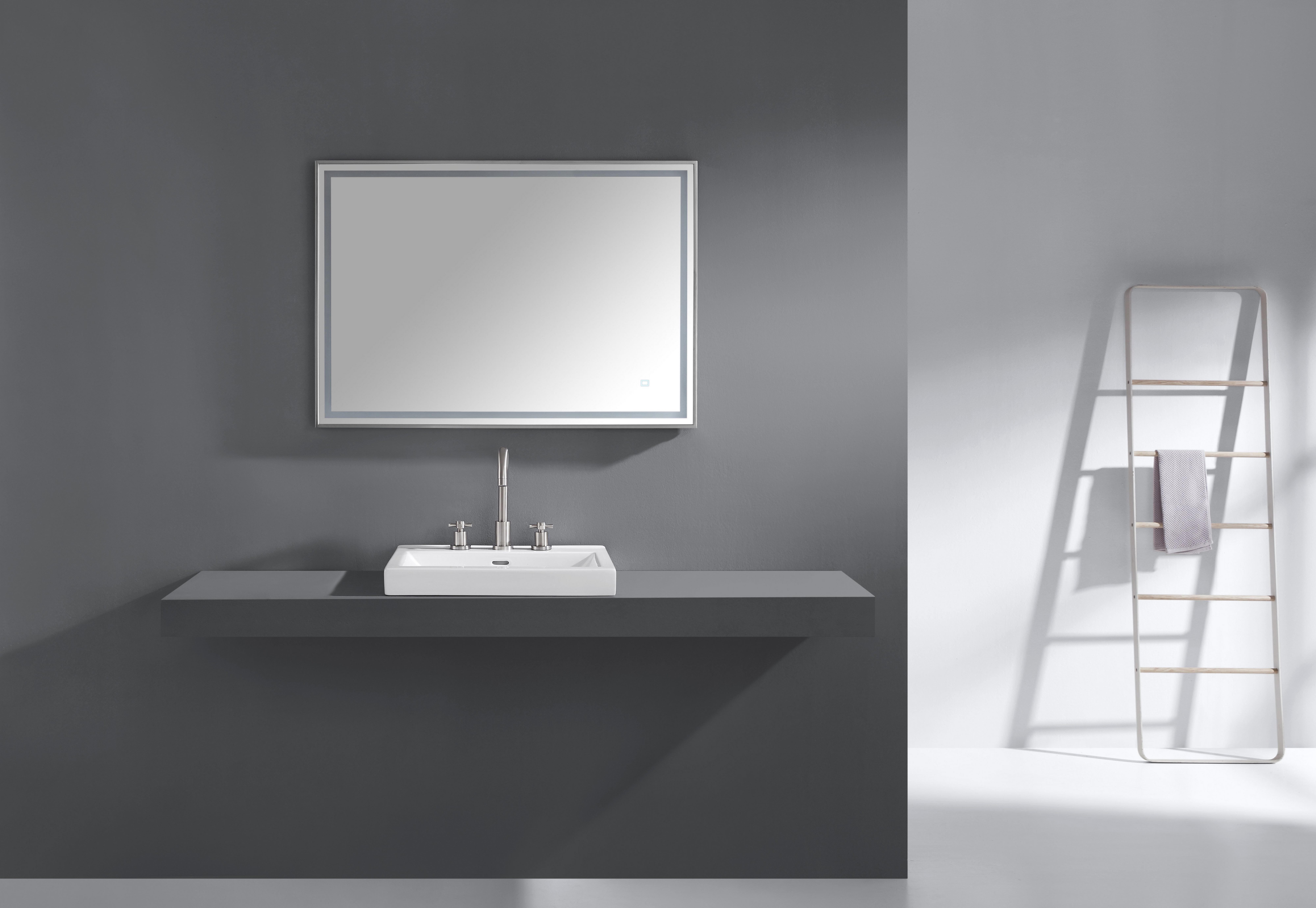 Lena 39 in. Brushed Stainless Steel LED Mirror