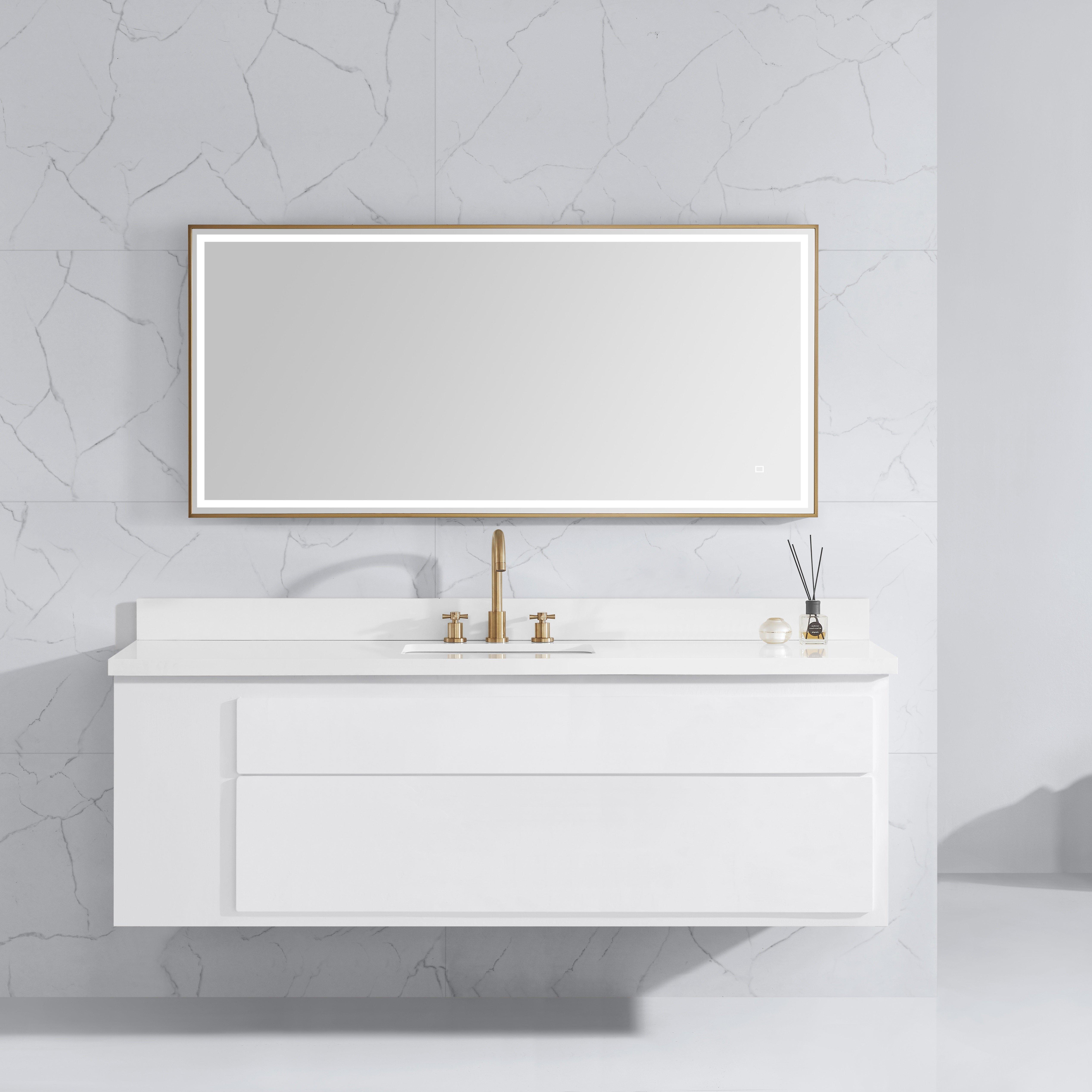 Lena 59 in. Brushed Gold LED Mirror