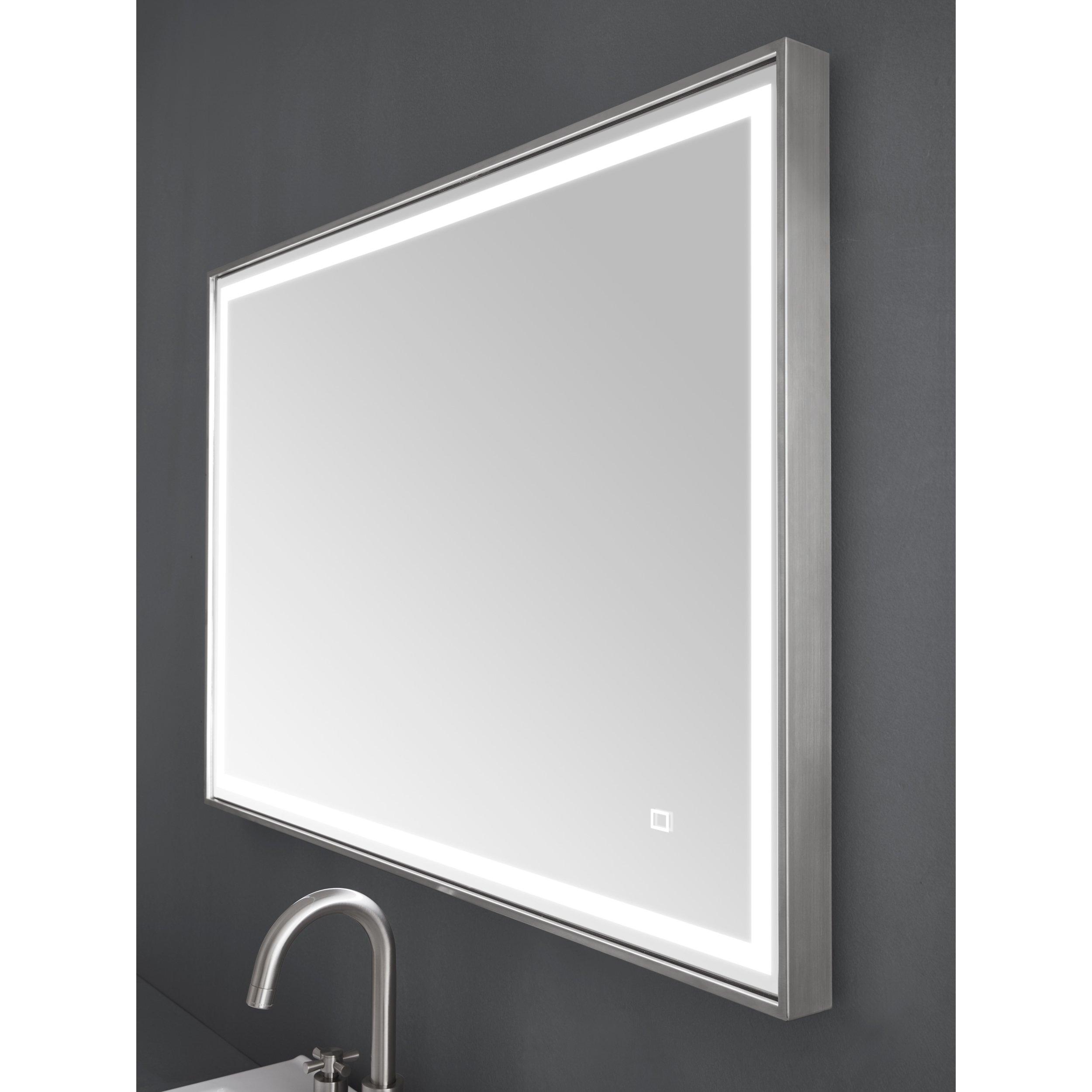 Lena 59 in. Brushed Stainless Steel LED Mirror