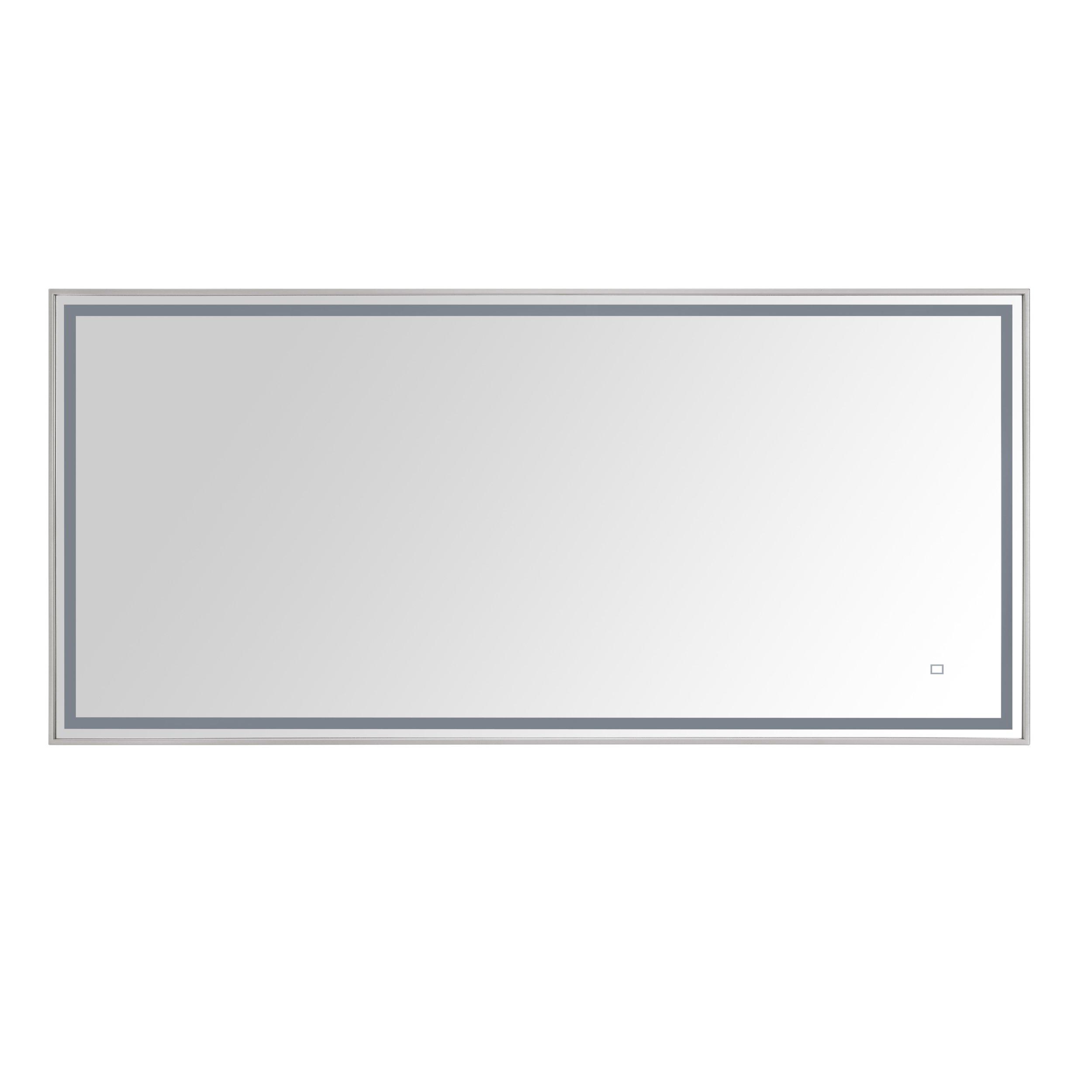 Lena 59 in. Brushed Stainless Steel LED Mirror