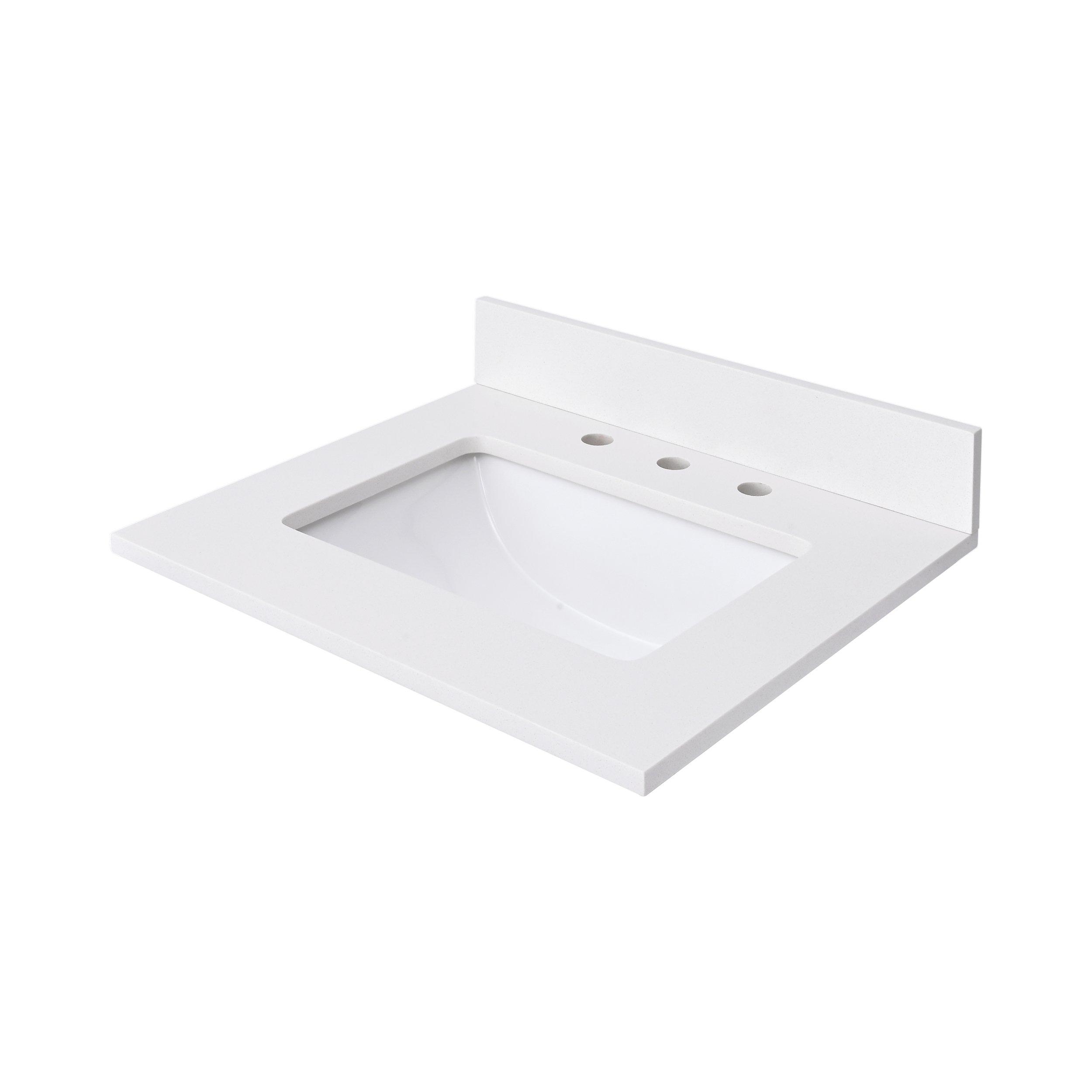 White Quartz 25 In Single Bathroom Vanity Top Floor And Decor   100990175 2