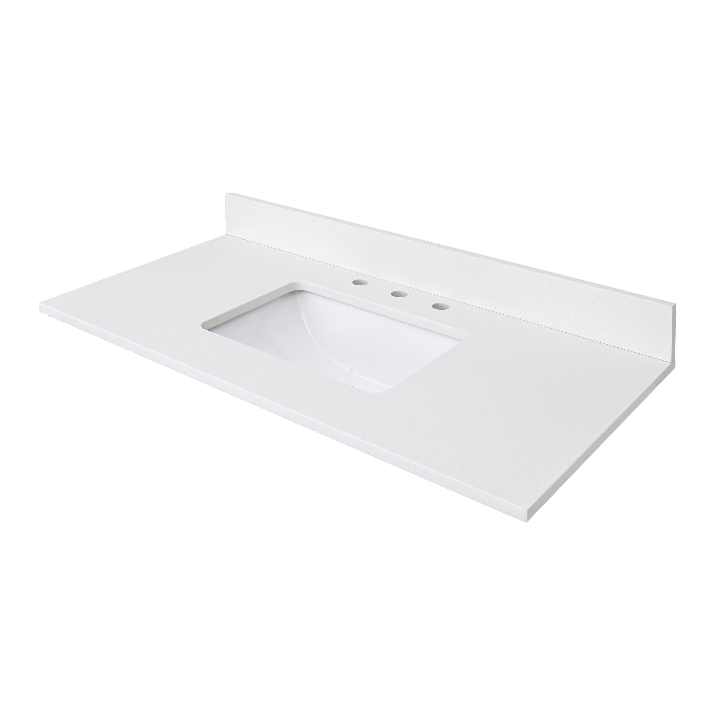 White Quartz 43 in. Vanity Top | Floor and Decor