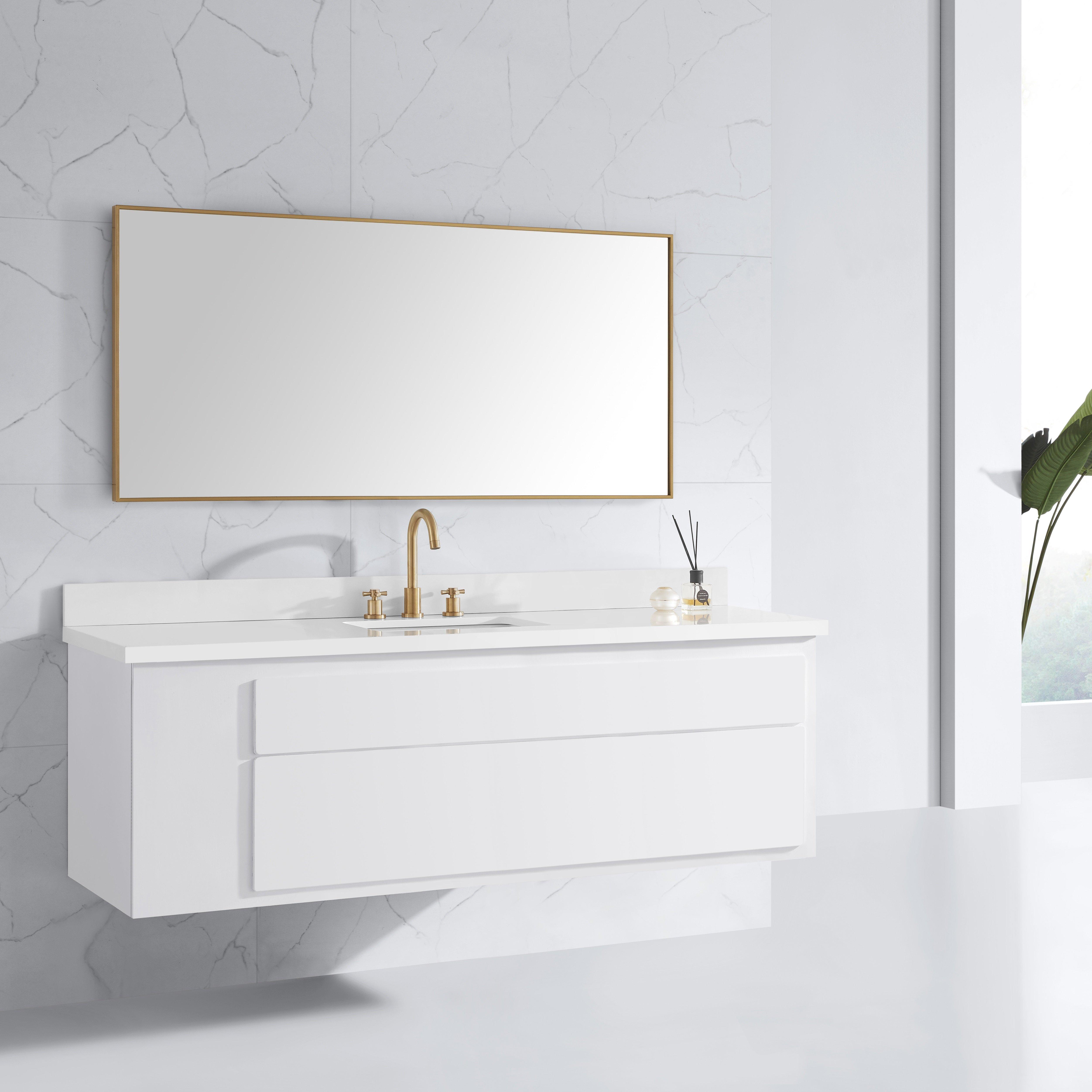 Sonia 59 in. Brushed Gold Mirror Floor and Decor