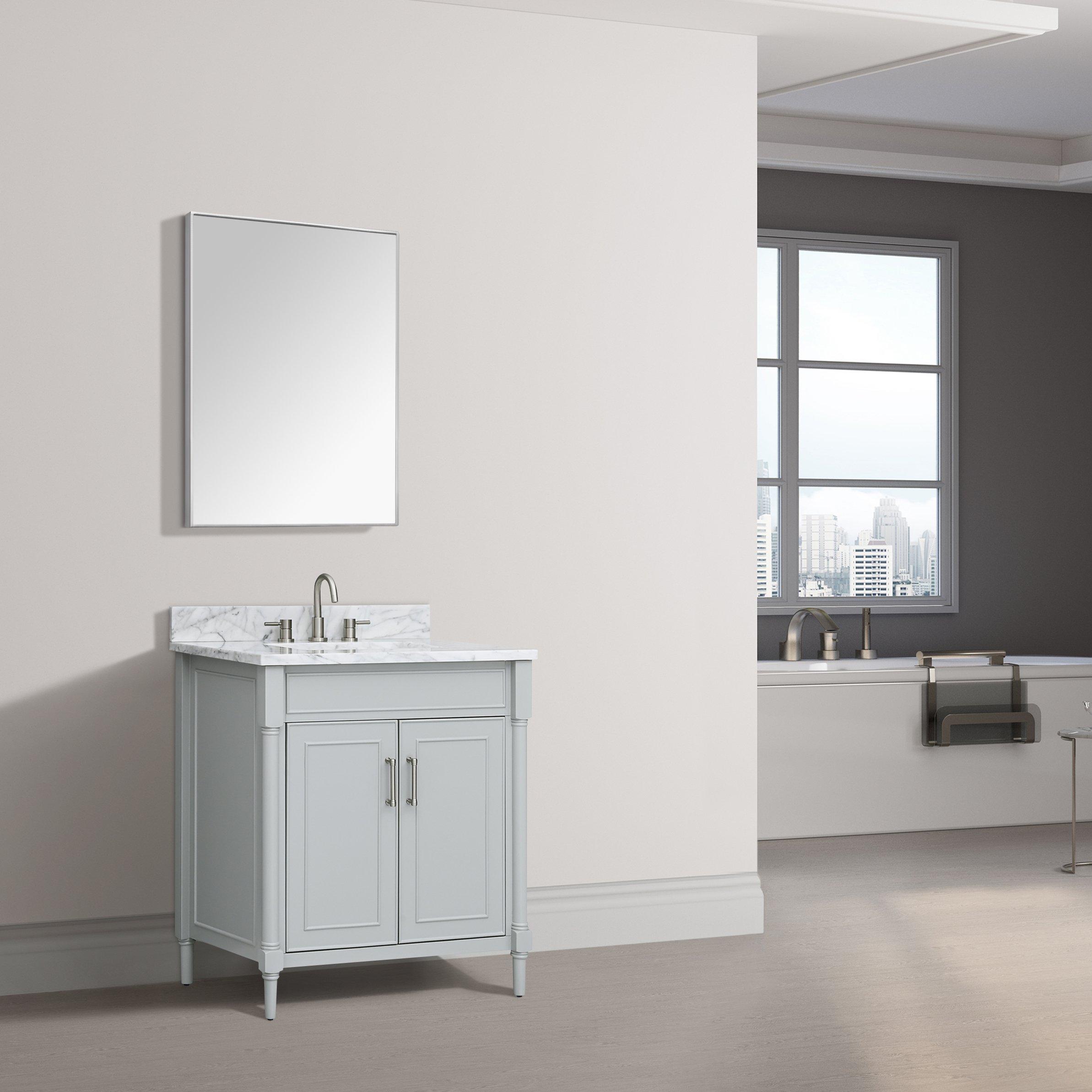 Bethany 31 in. Gray Vanity with Carrara Marble Top