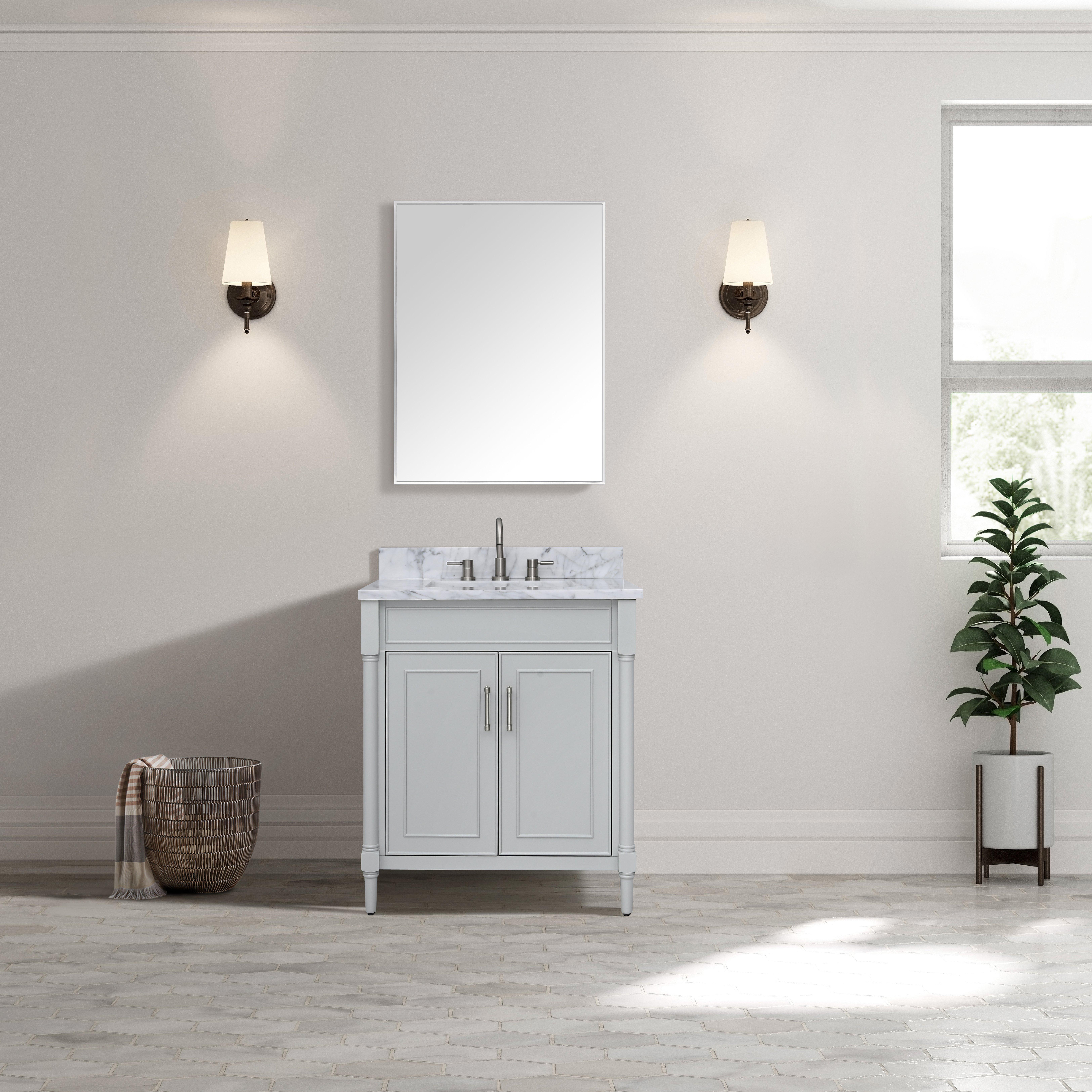 Bethany 31 in. Gray Vanity with Carrara Marble Top